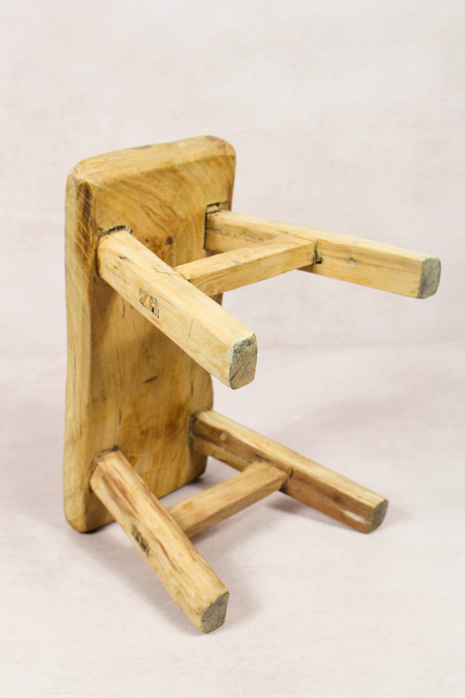 Small vintage rustic reclaimed elm wood stool 214 – Botanical Boys