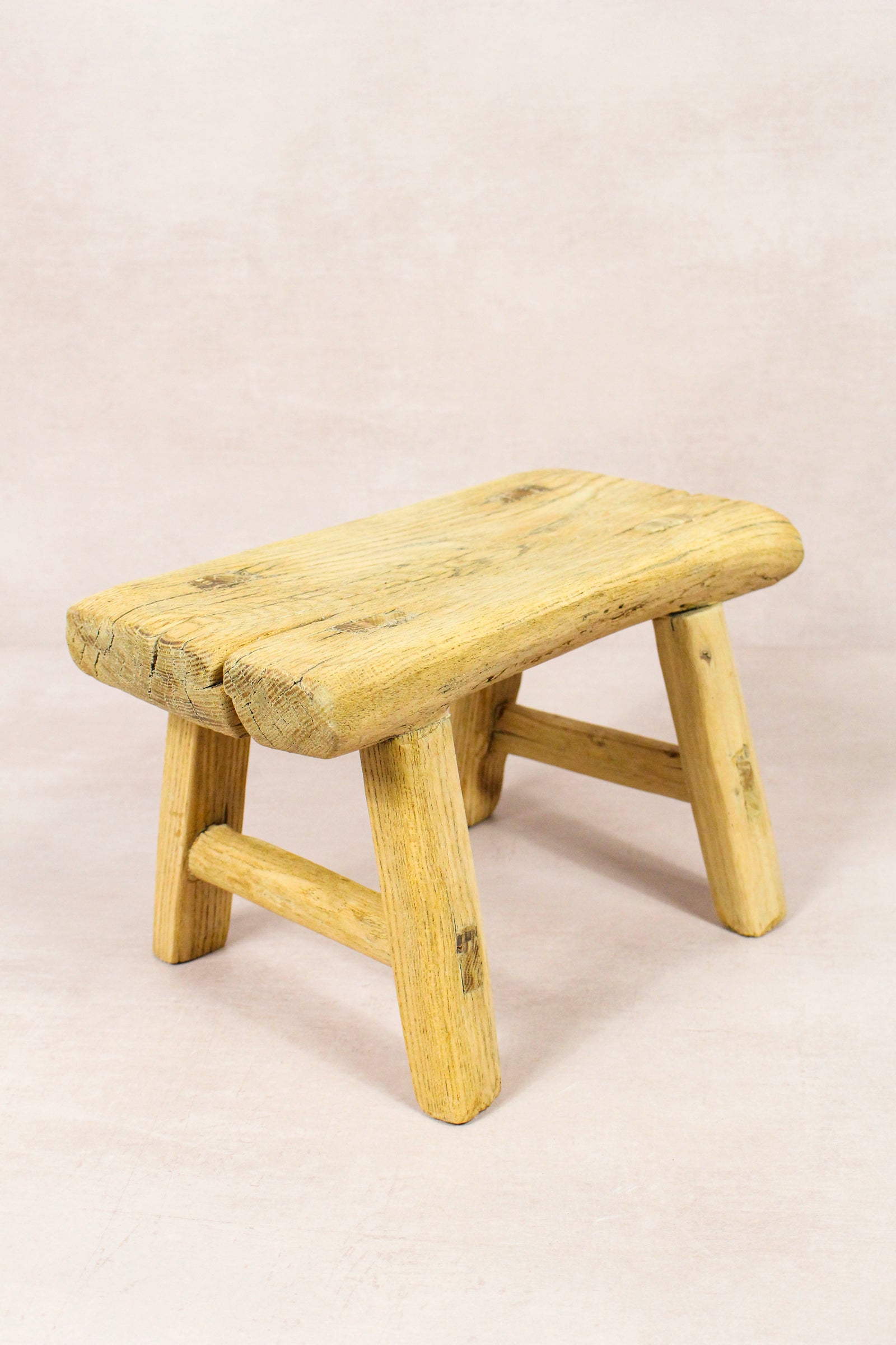 Small vintage rustic reclaimed elm wood stool 217 – Botanical Boys