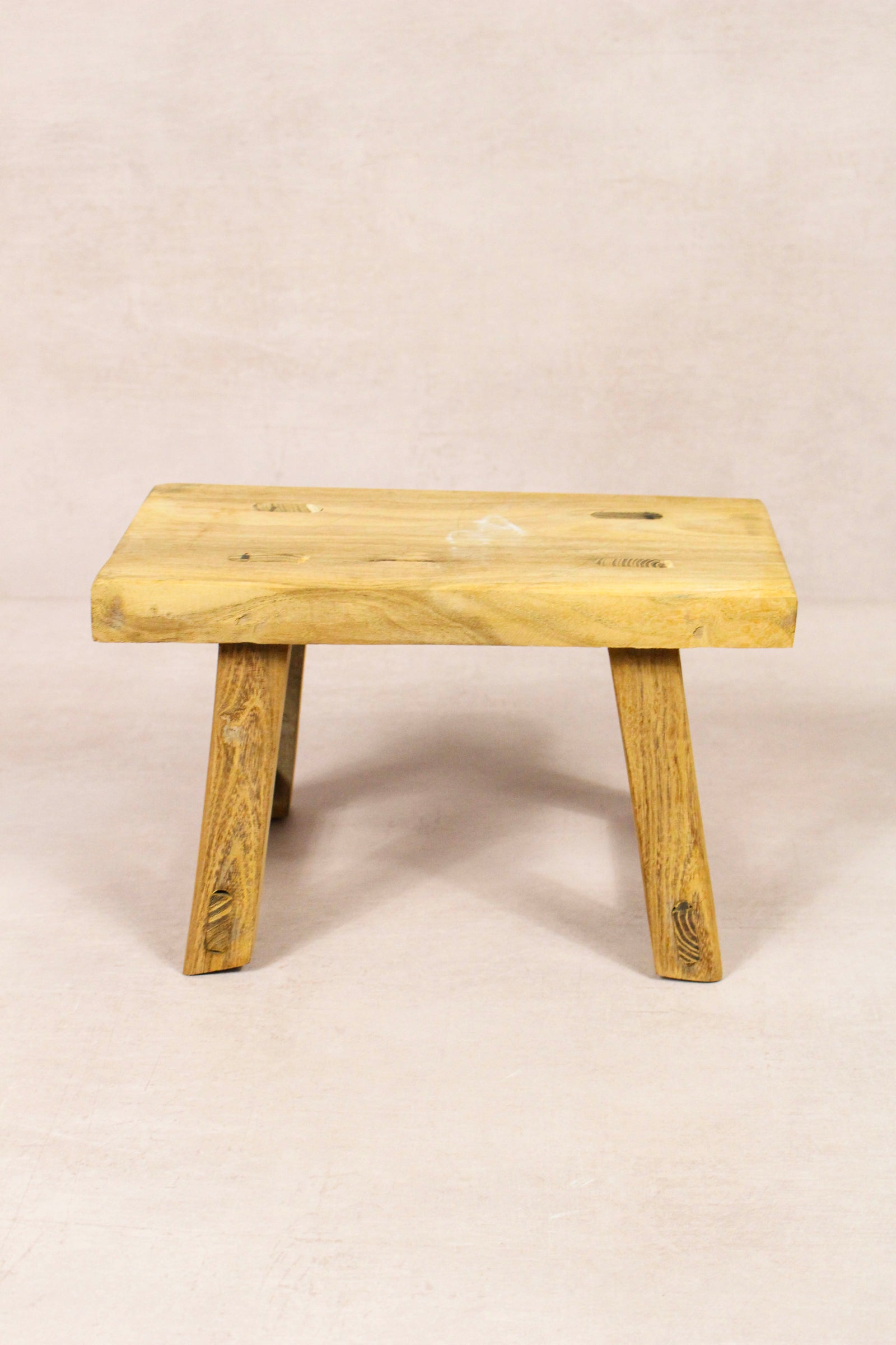 Small vintage rustic reclaimed elm wood stool 220 – Botanical Boys