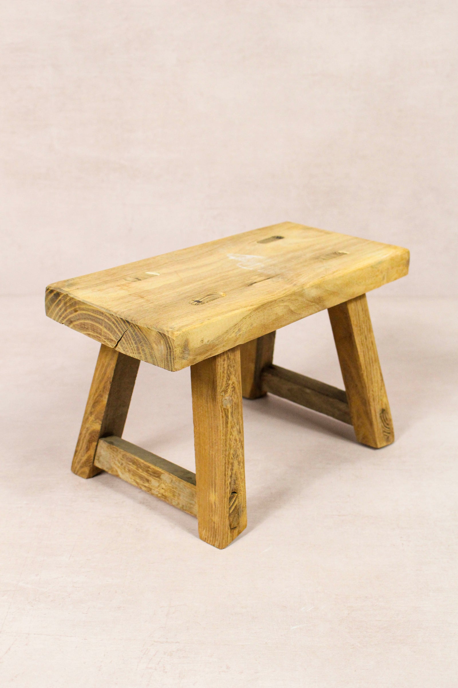 Small vintage rustic reclaimed elm wood stool 220 – Botanical Boys