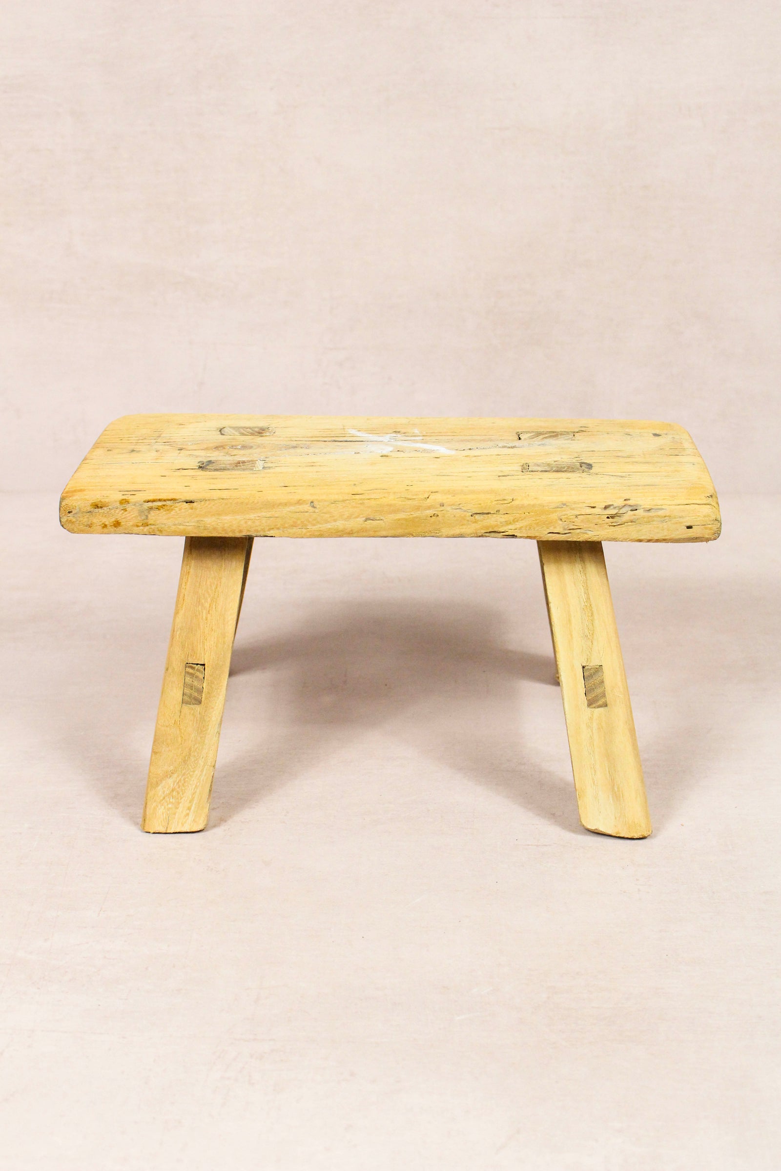 Small vintage rustic reclaimed elm wood stool 222 – Botanical Boys