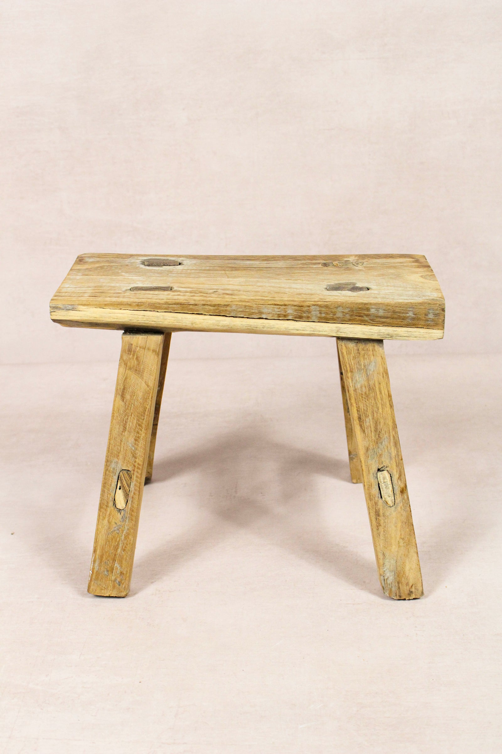 Small vintage rustic reclaimed elm wood stool 223 – Botanical Boys