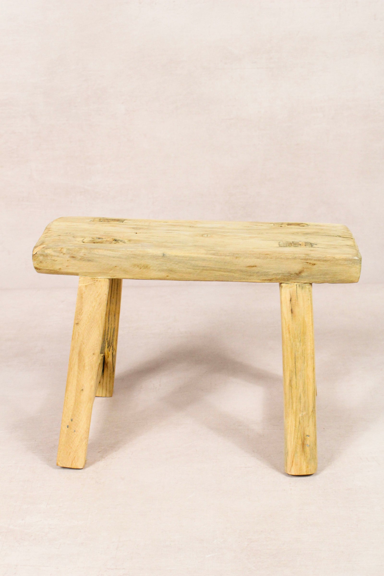 Small vintage rustic reclaimed elm wood stool 233 – Botanical Boys