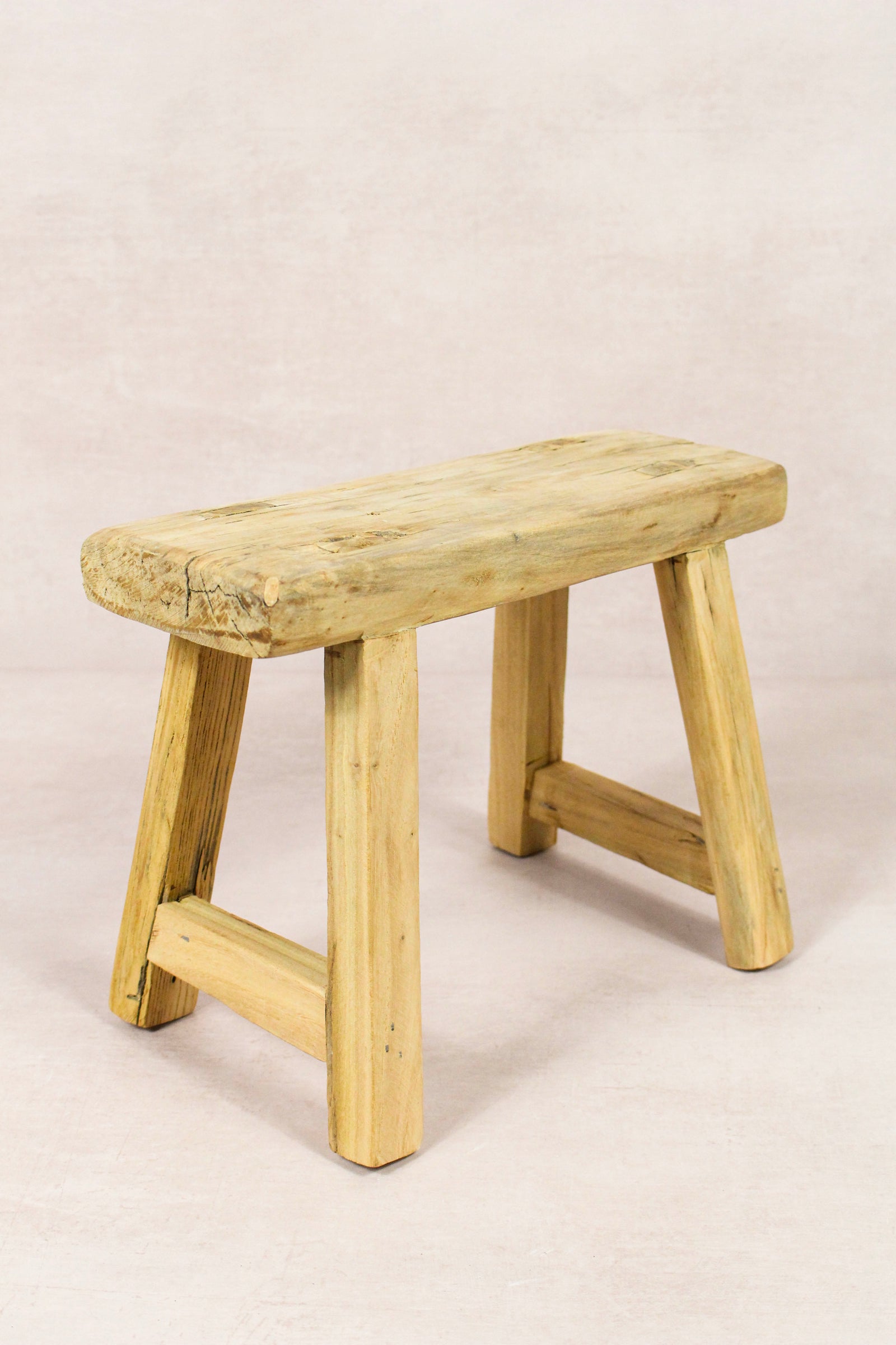 Small vintage rustic reclaimed elm wood stool 233 – Botanical Boys