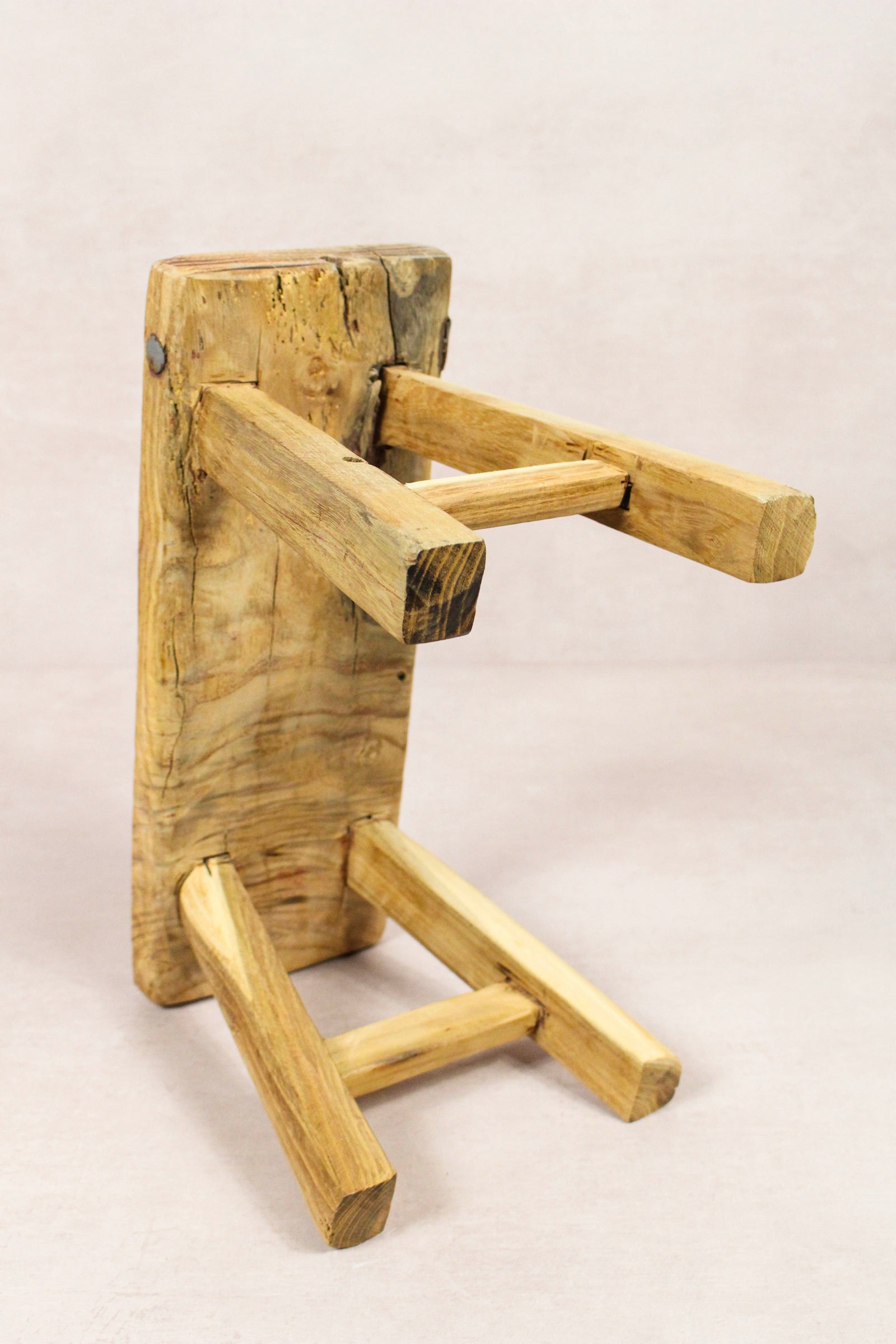 Small vintage rustic reclaimed elm wood stool 236 – Botanical Boys