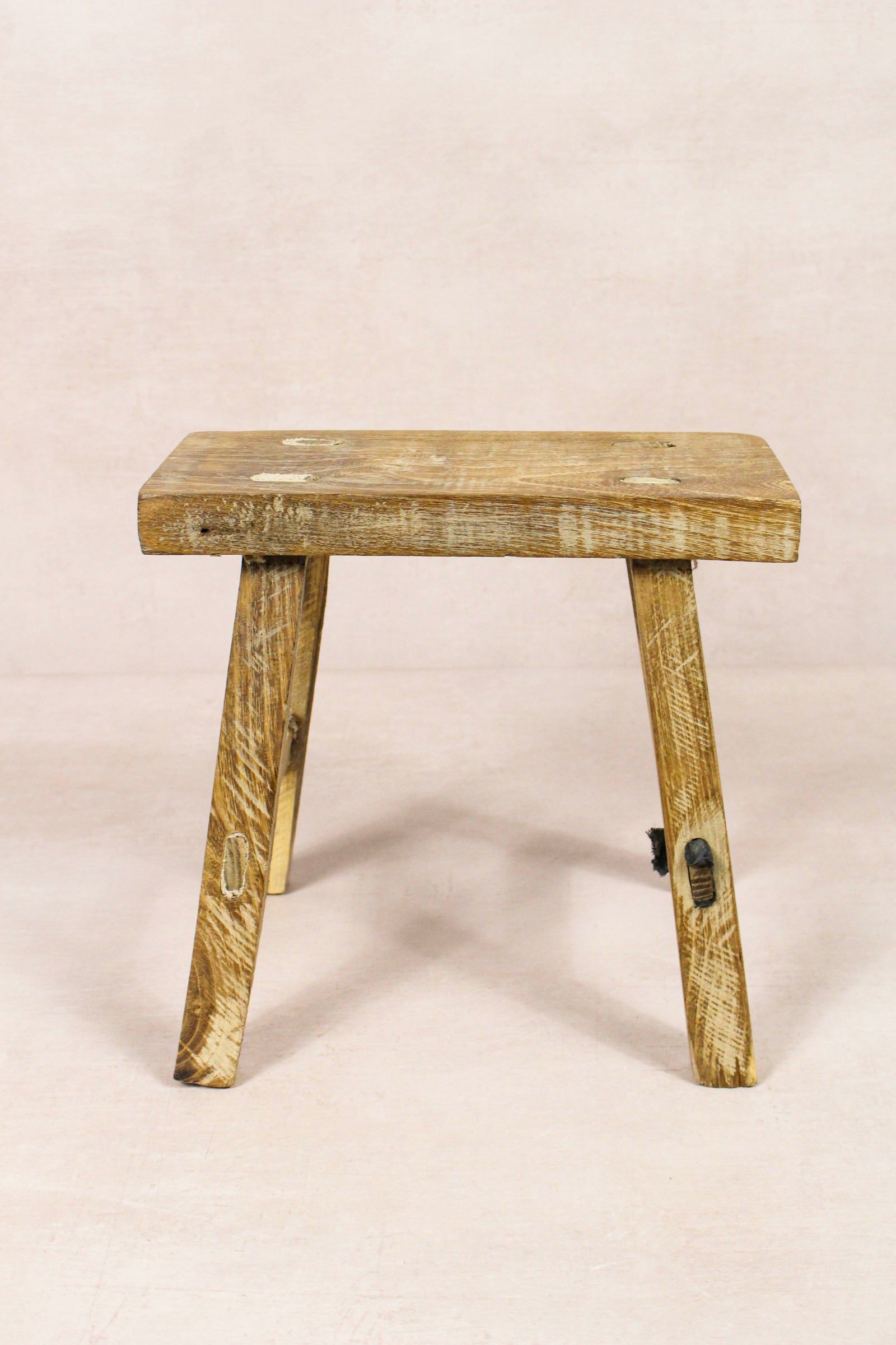Small vintage rustic reclaimed elm wood stool 237 – Botanical Boys