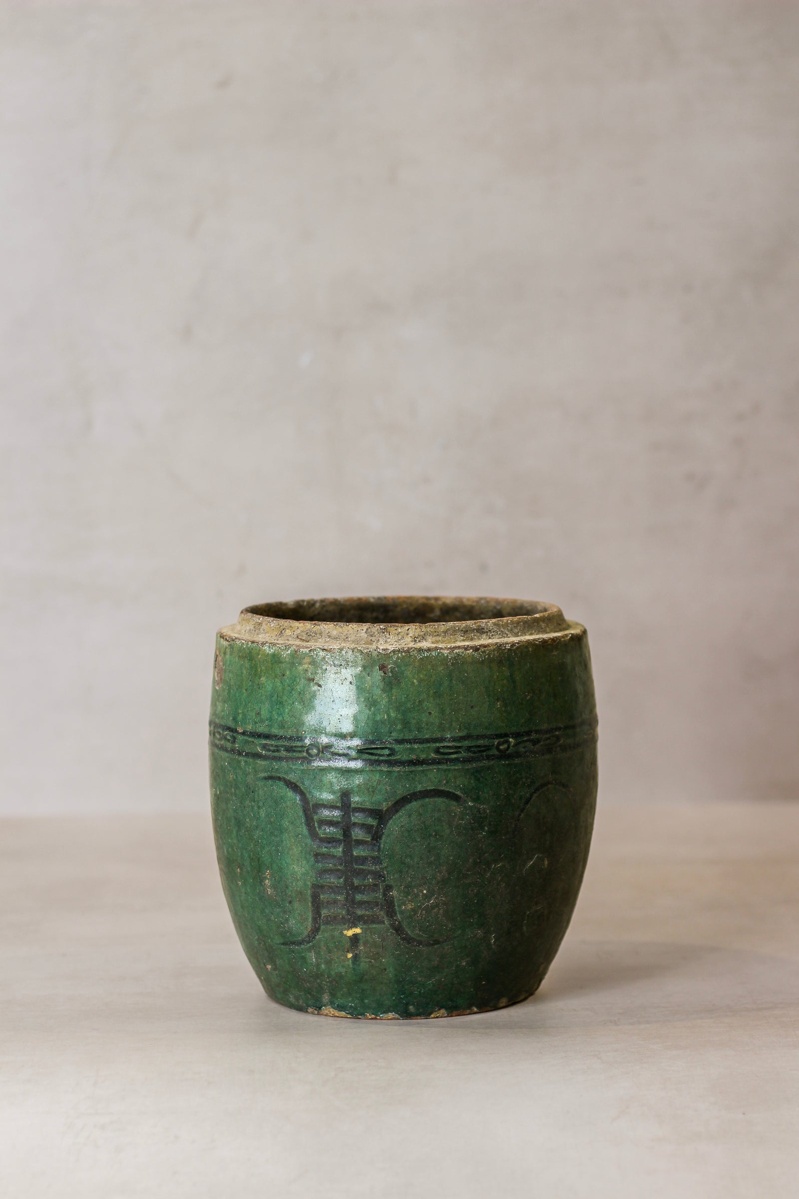 Vintage Emerald Green Pot - No 1