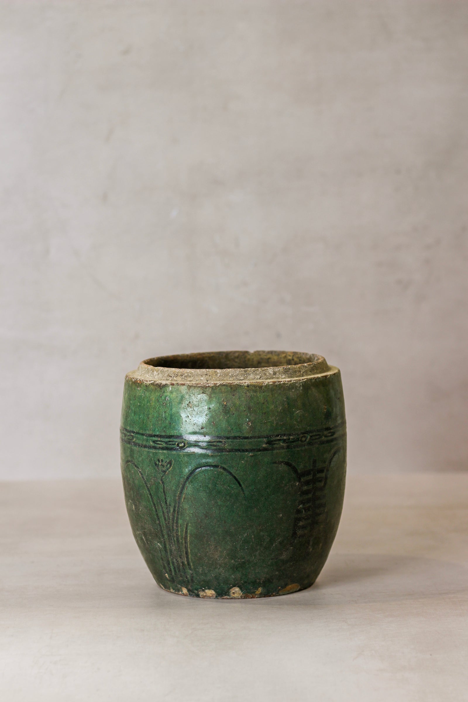 Vintage Emerald Green Pot - No 1