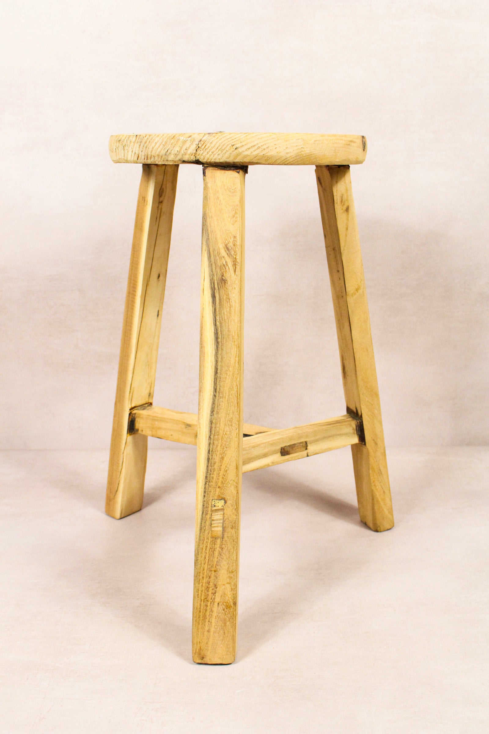 Vintage Rustic Round Stool - Elm wood - 239