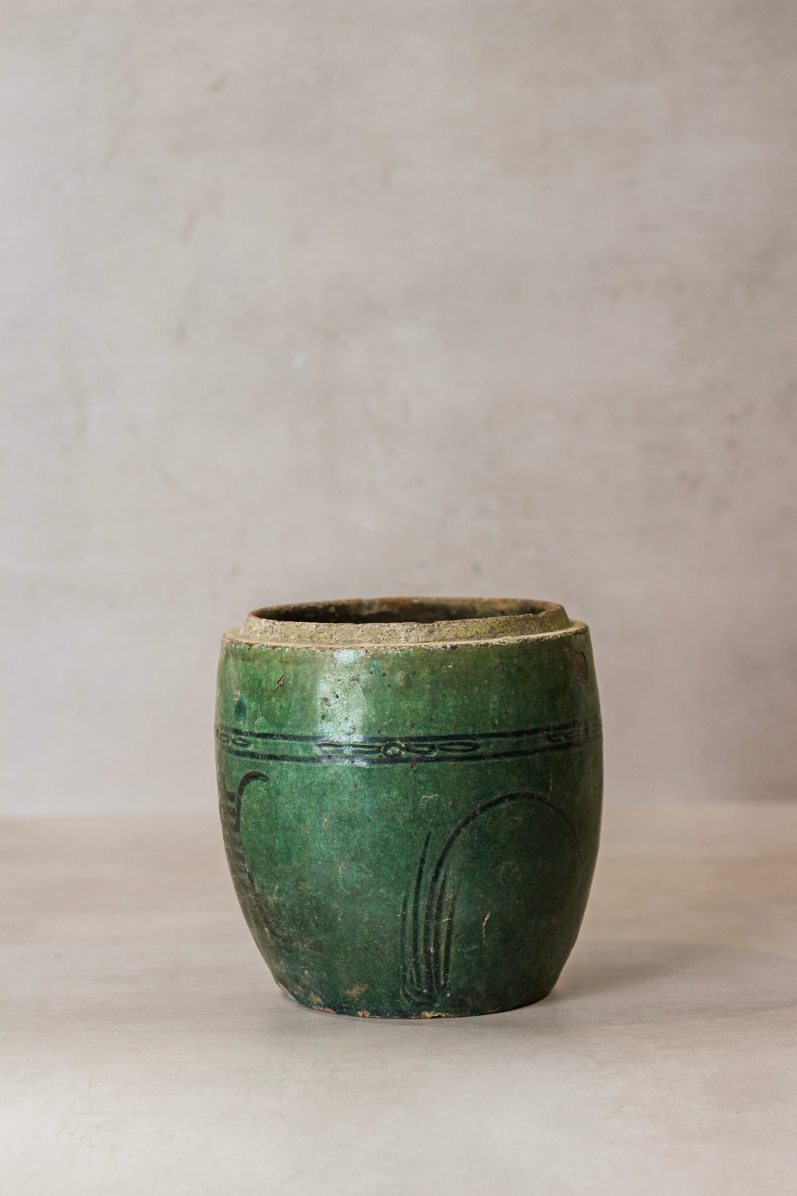 Vintage Emerald Green Pot - No 1