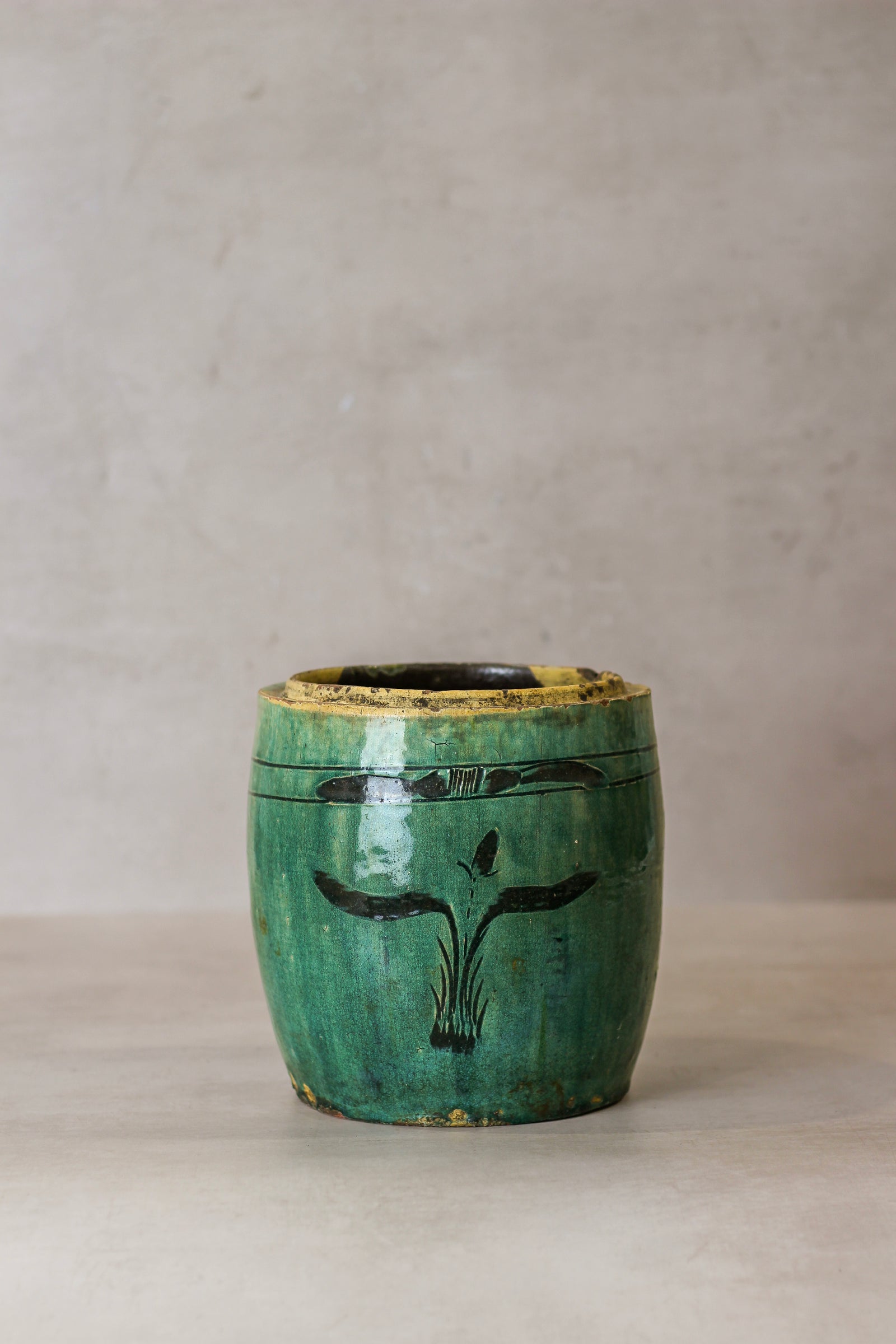 Vintage Emerald Green Pot - No 2