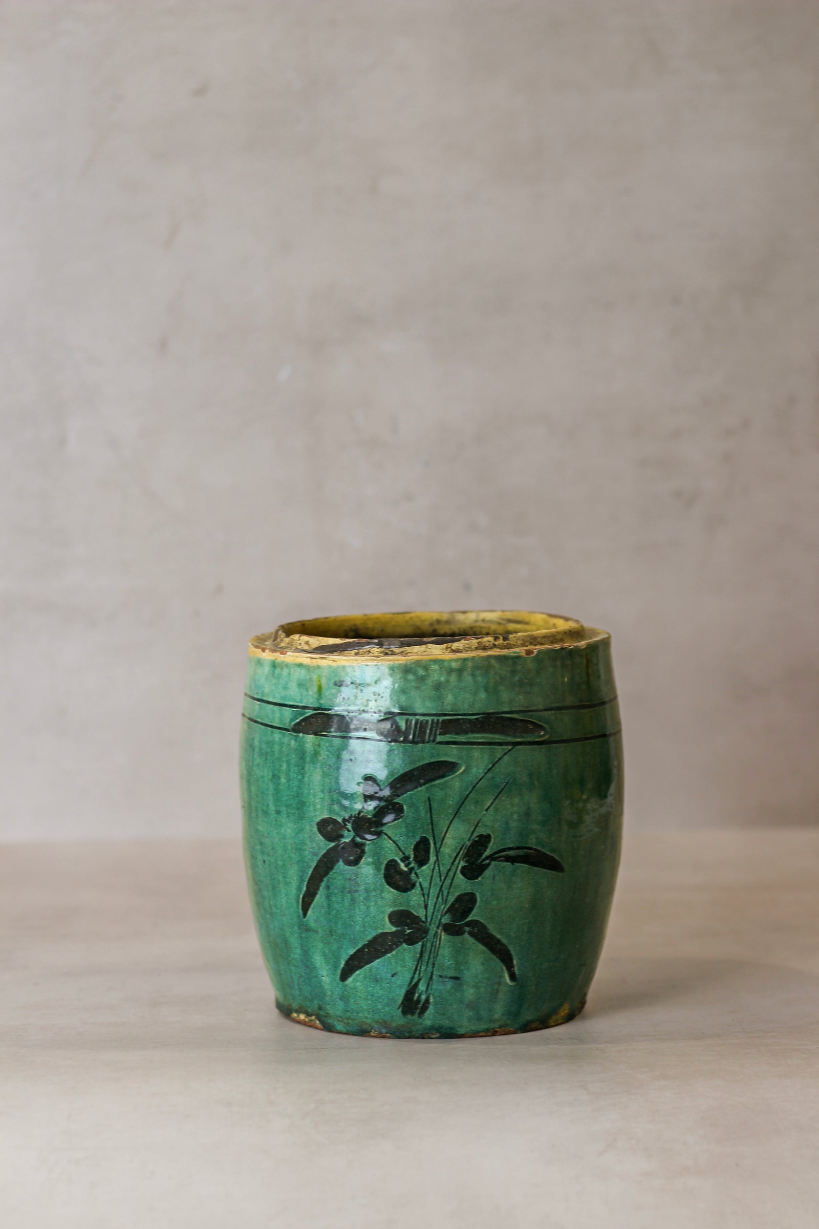 Vintage Emerald Green Pot - No 2
