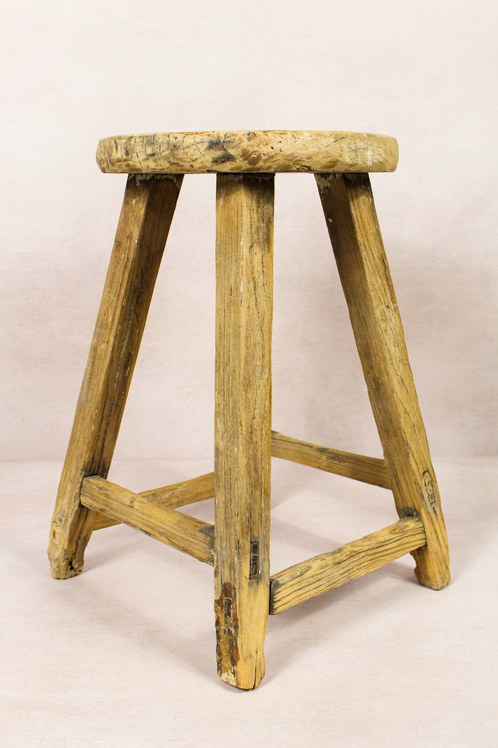 Vintage Rustic Round Stool - Elm wood - 240