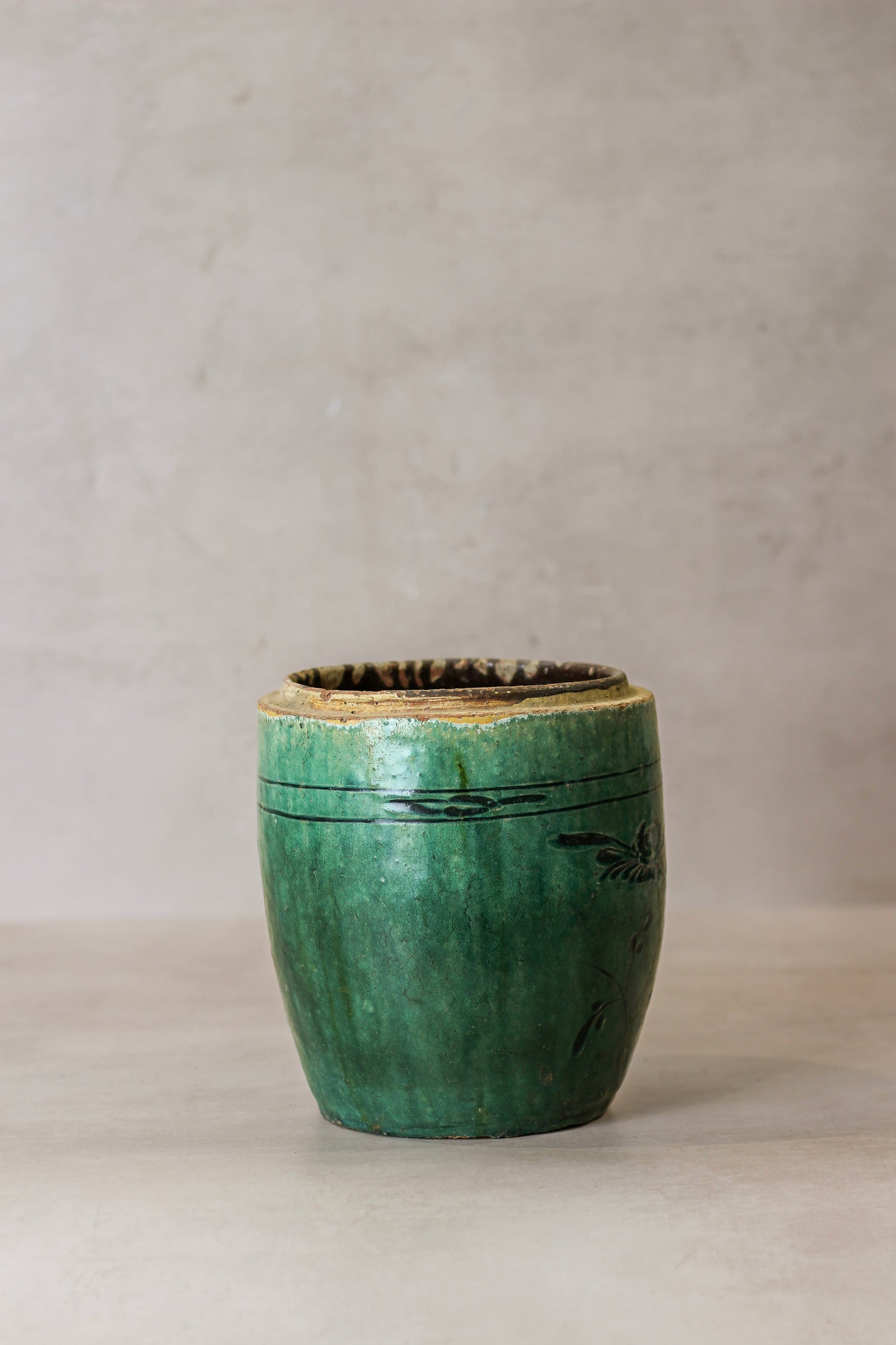 Vintage Emerald Green Pot - No 3