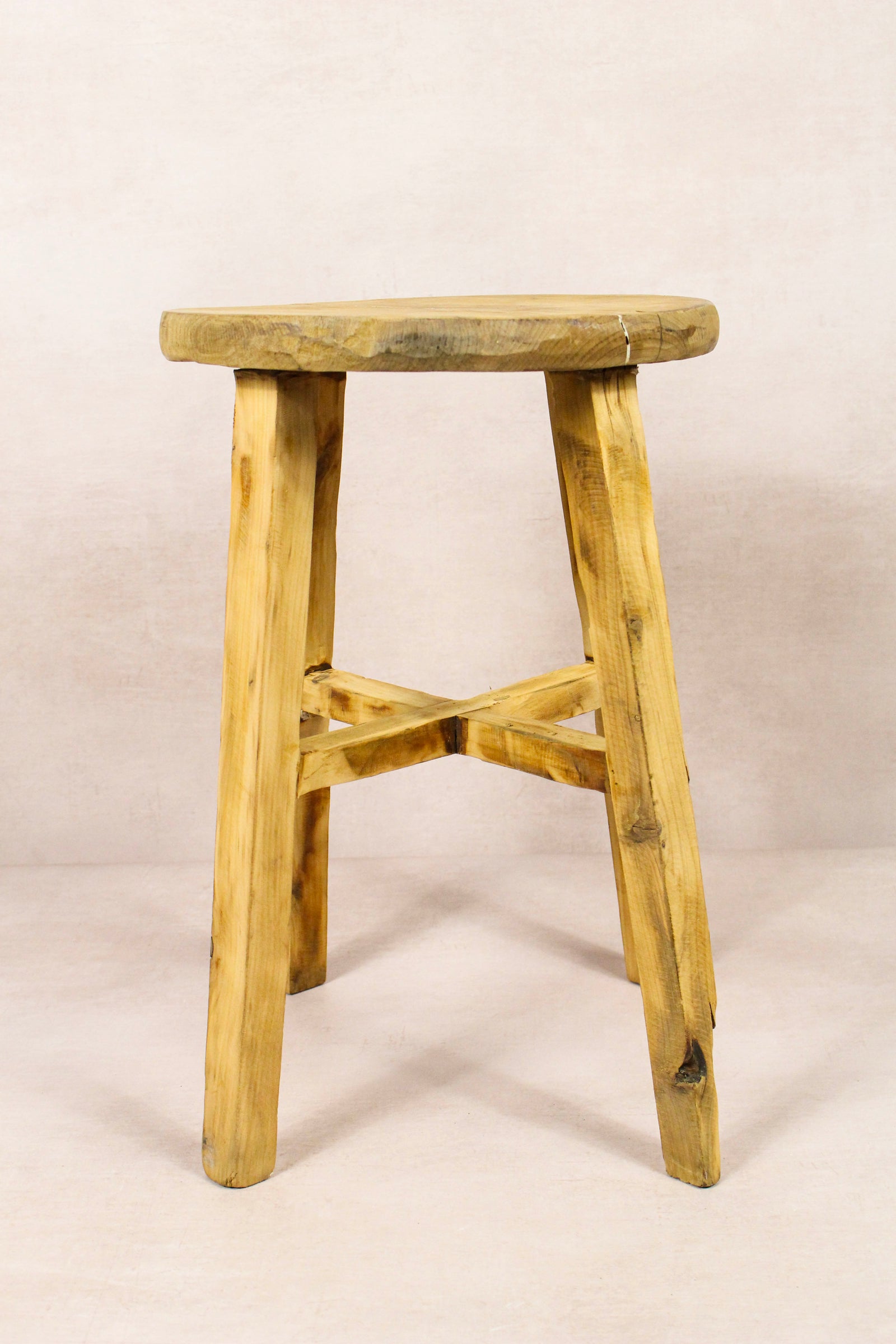 Vintage Rustic Round Stool - Elm wood - 241