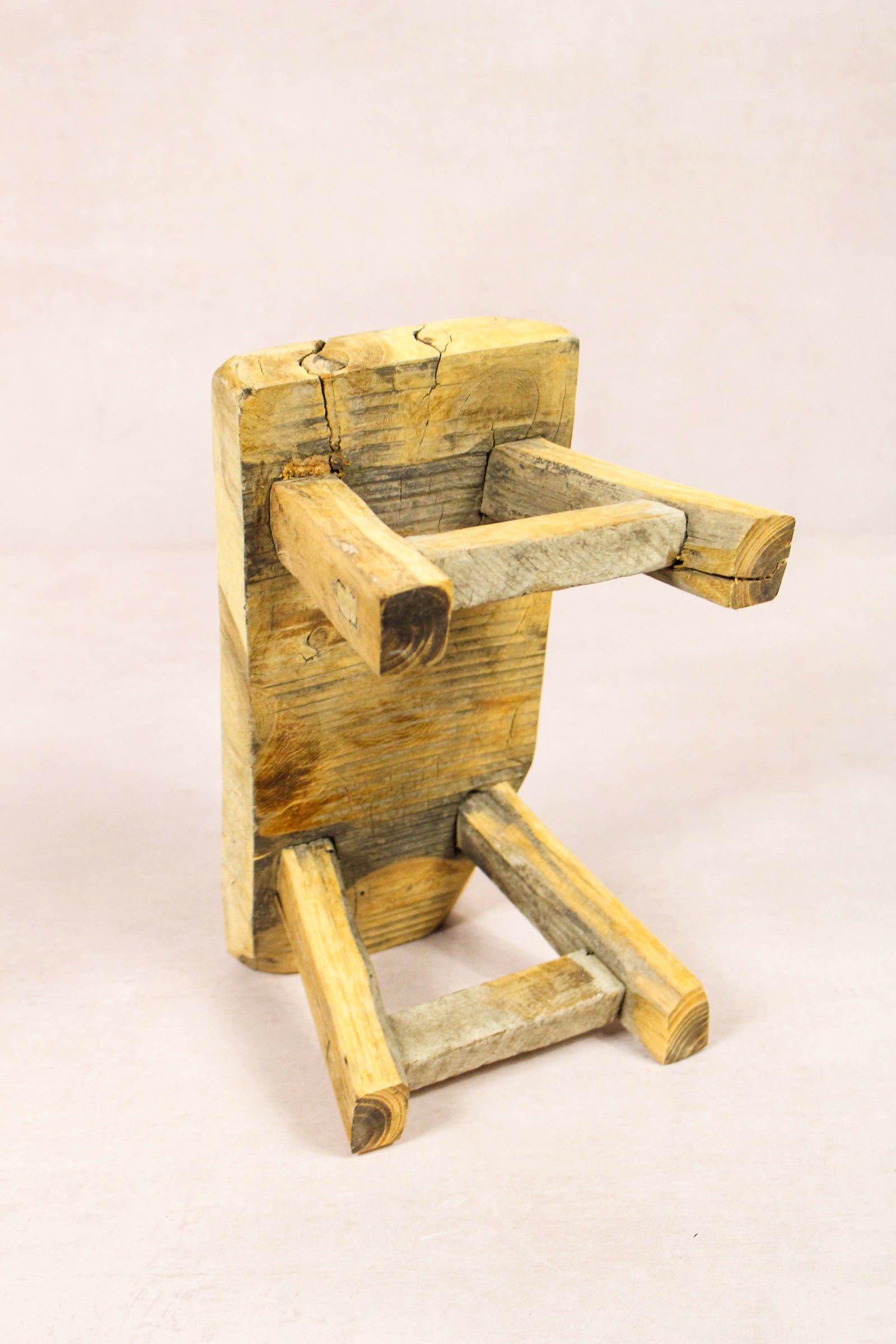 Small vintage rustic reclaimed elm wood stool 245 – Botanical Boys