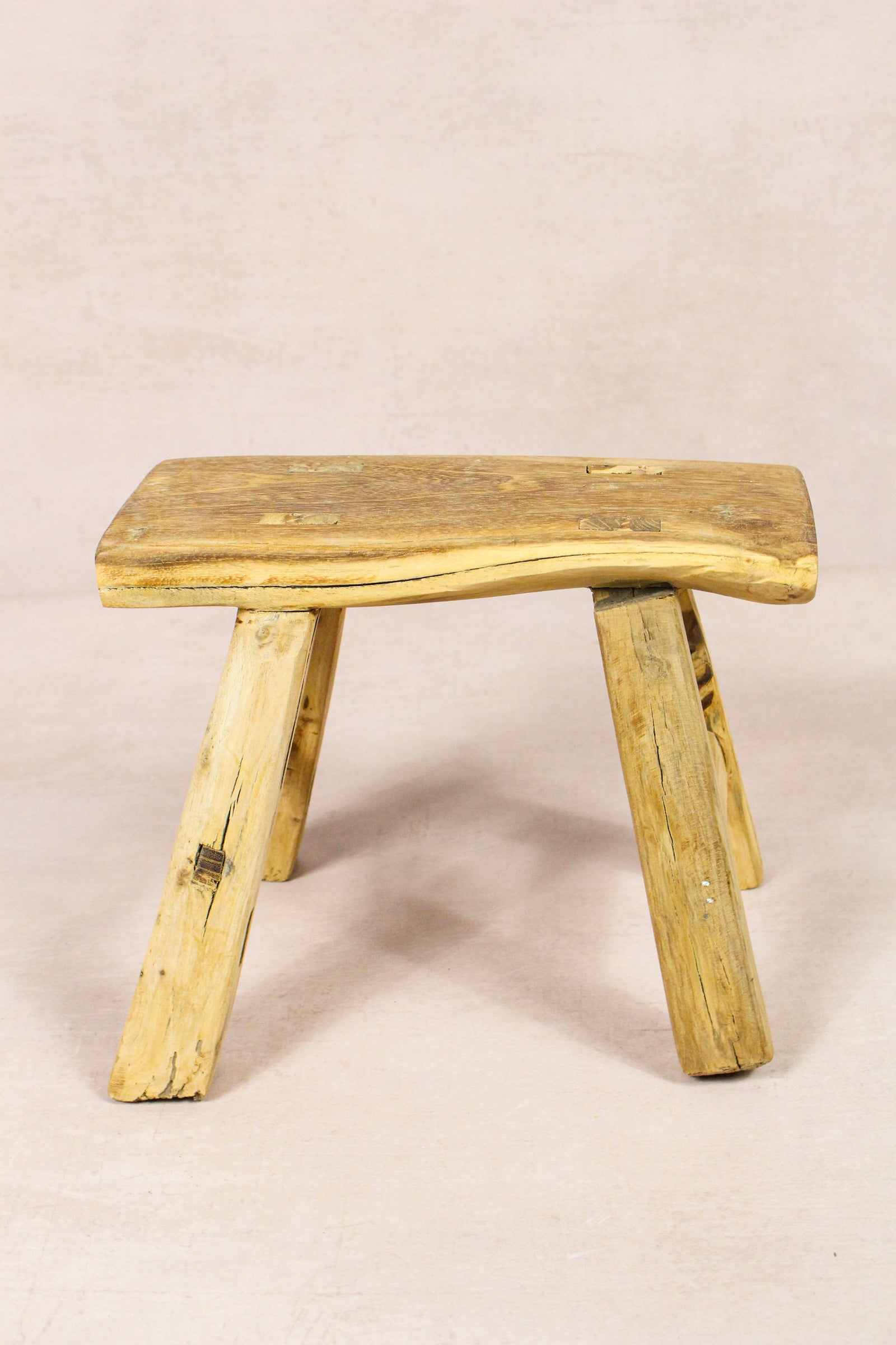 Small vintage rustic reclaimed elm wood stool 246 – Botanical Boys