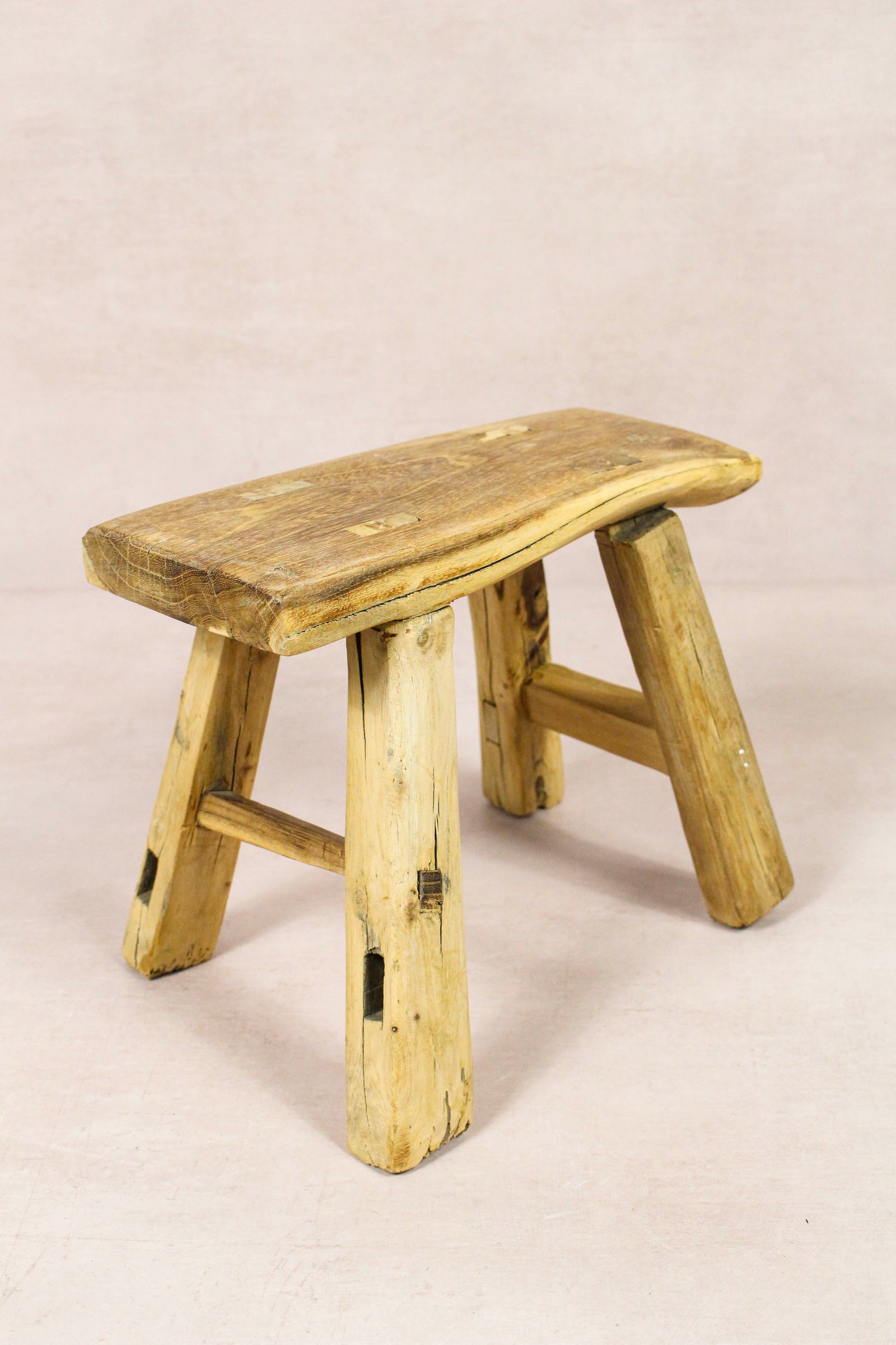 Small vintage rustic reclaimed elm wood stool 246 – Botanical Boys