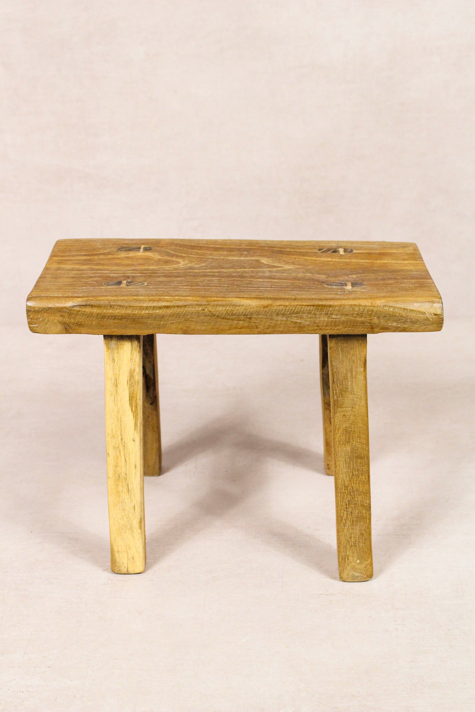 Small vintage rustic reclaimed elm wood stool 247 – Botanical Boys
