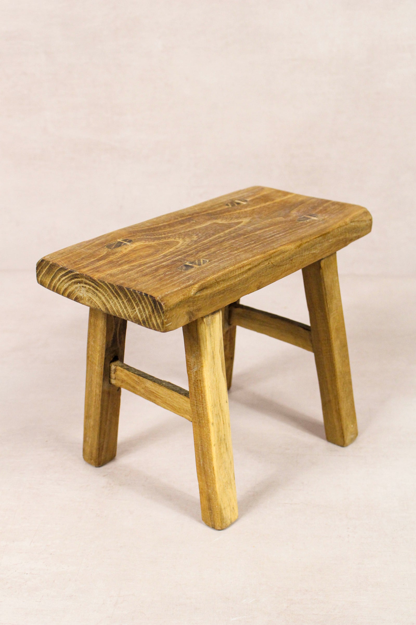 Small vintage rustic reclaimed elm wood stool 247 – Botanical Boys