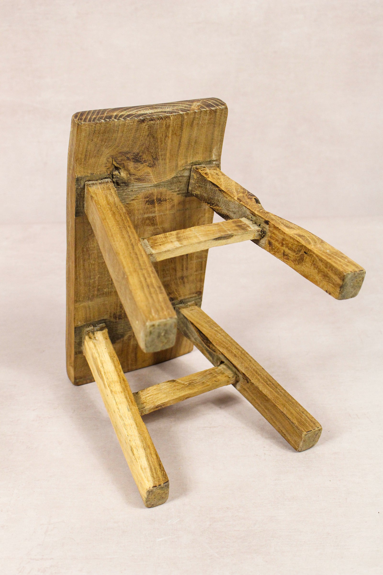 Small vintage rustic reclaimed elm wood stool 247 – Botanical Boys