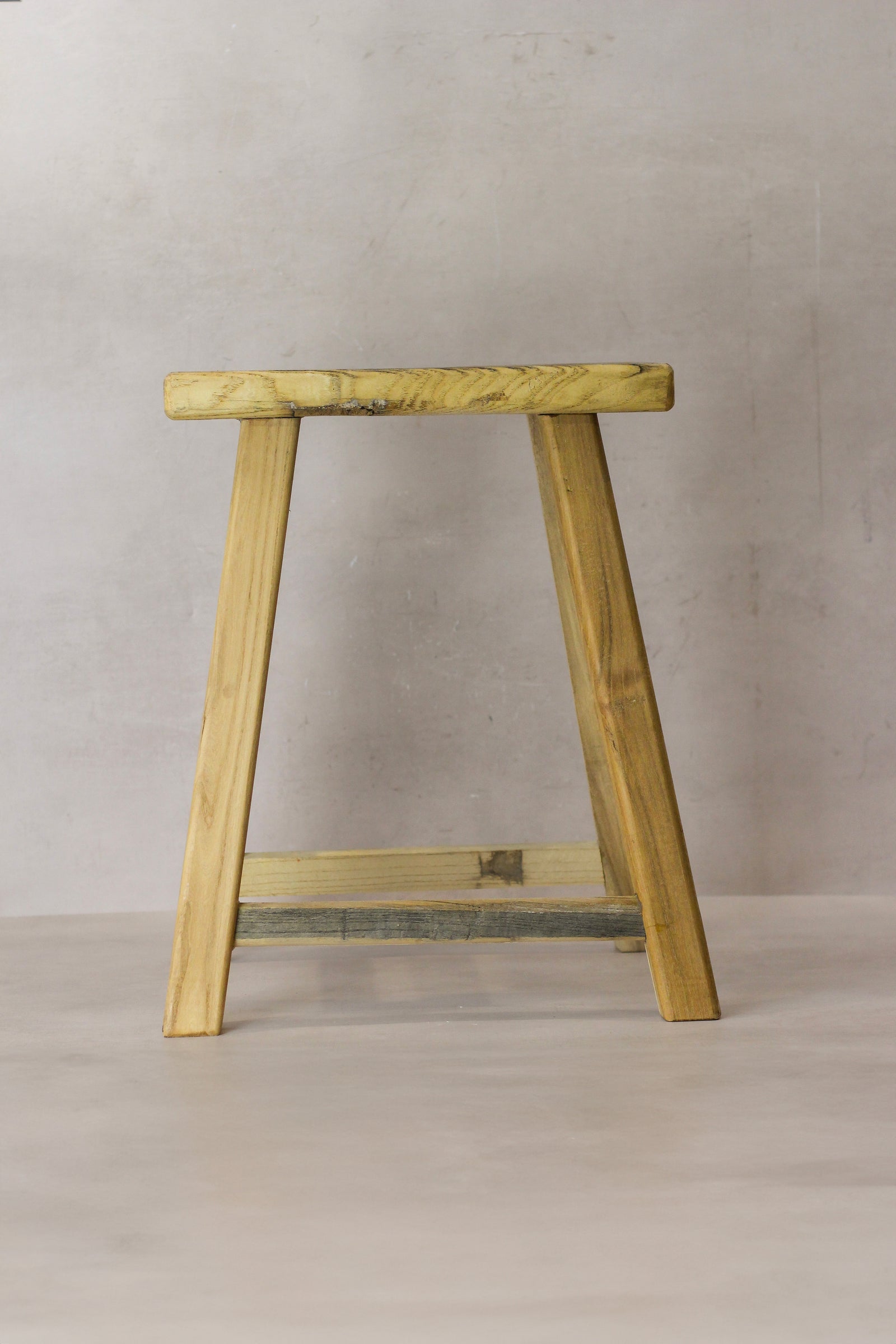 Vintage Rustic Elm Wood Stool - Medium - No 66