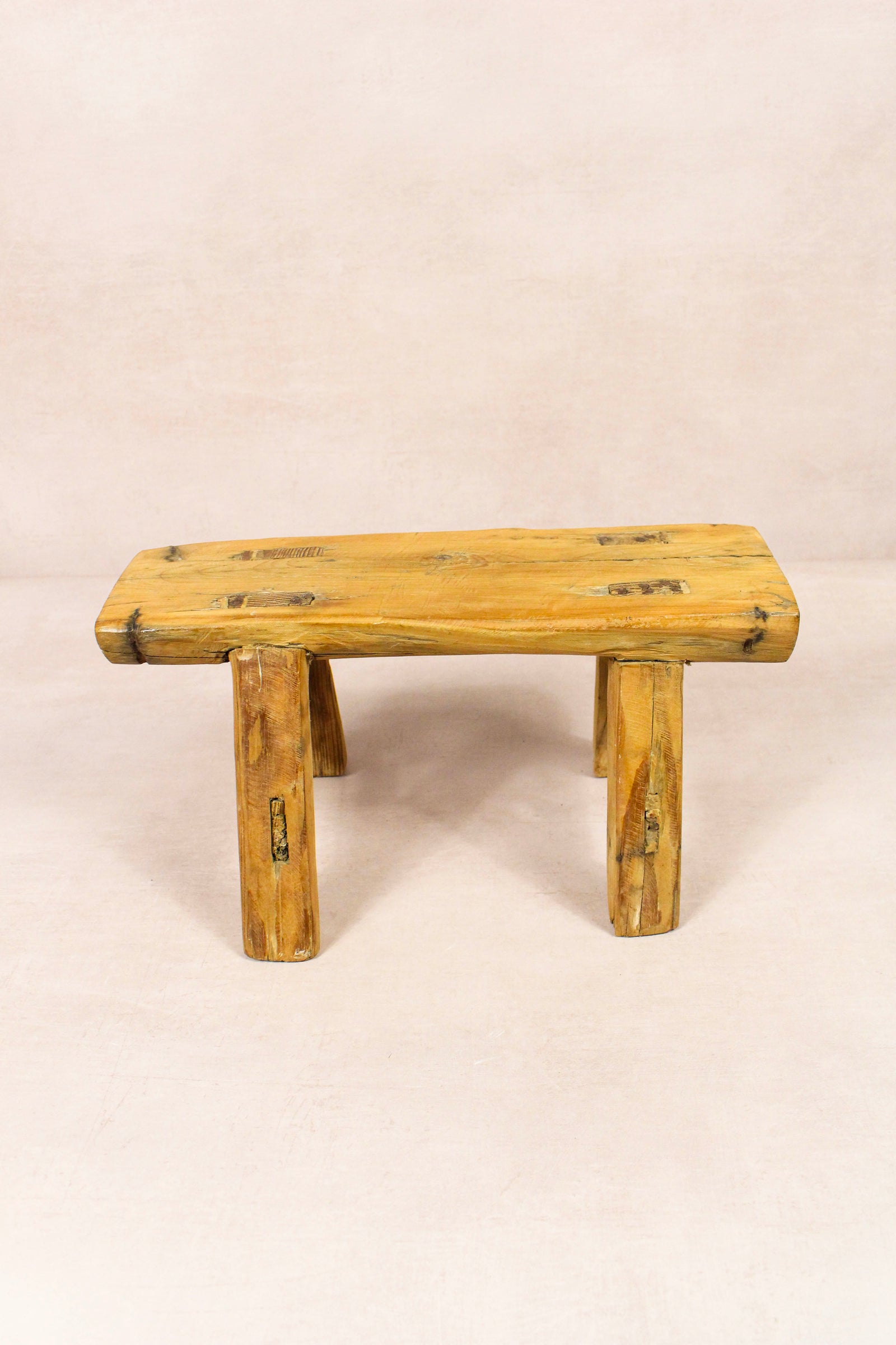 Small vintage rustic reclaimed elm wood stool 249 – Botanical Boys