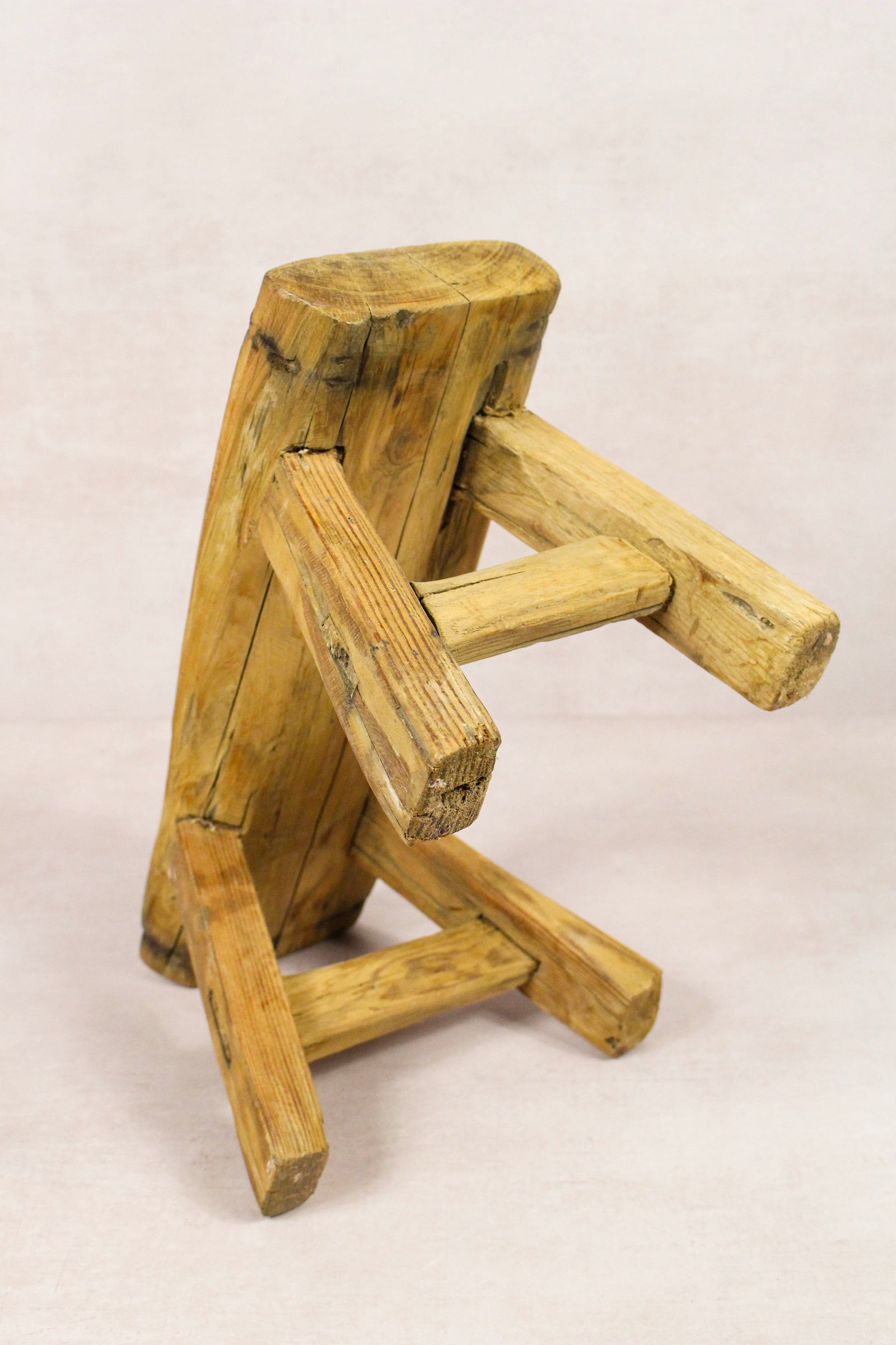 Small vintage rustic reclaimed elm wood stool 249 – Botanical Boys