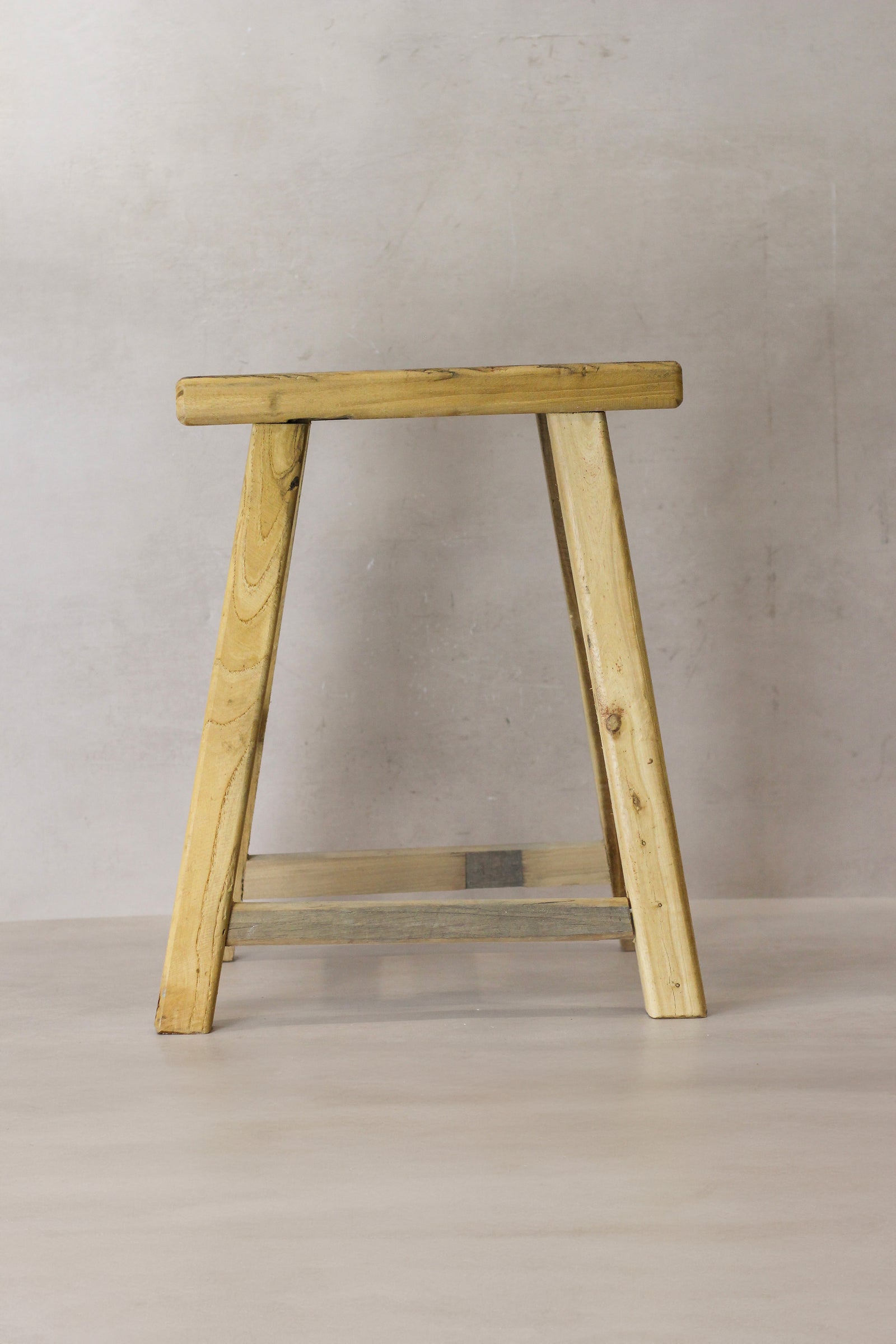 Vintage Rustic Elm Wood Stool - Medium - No 67