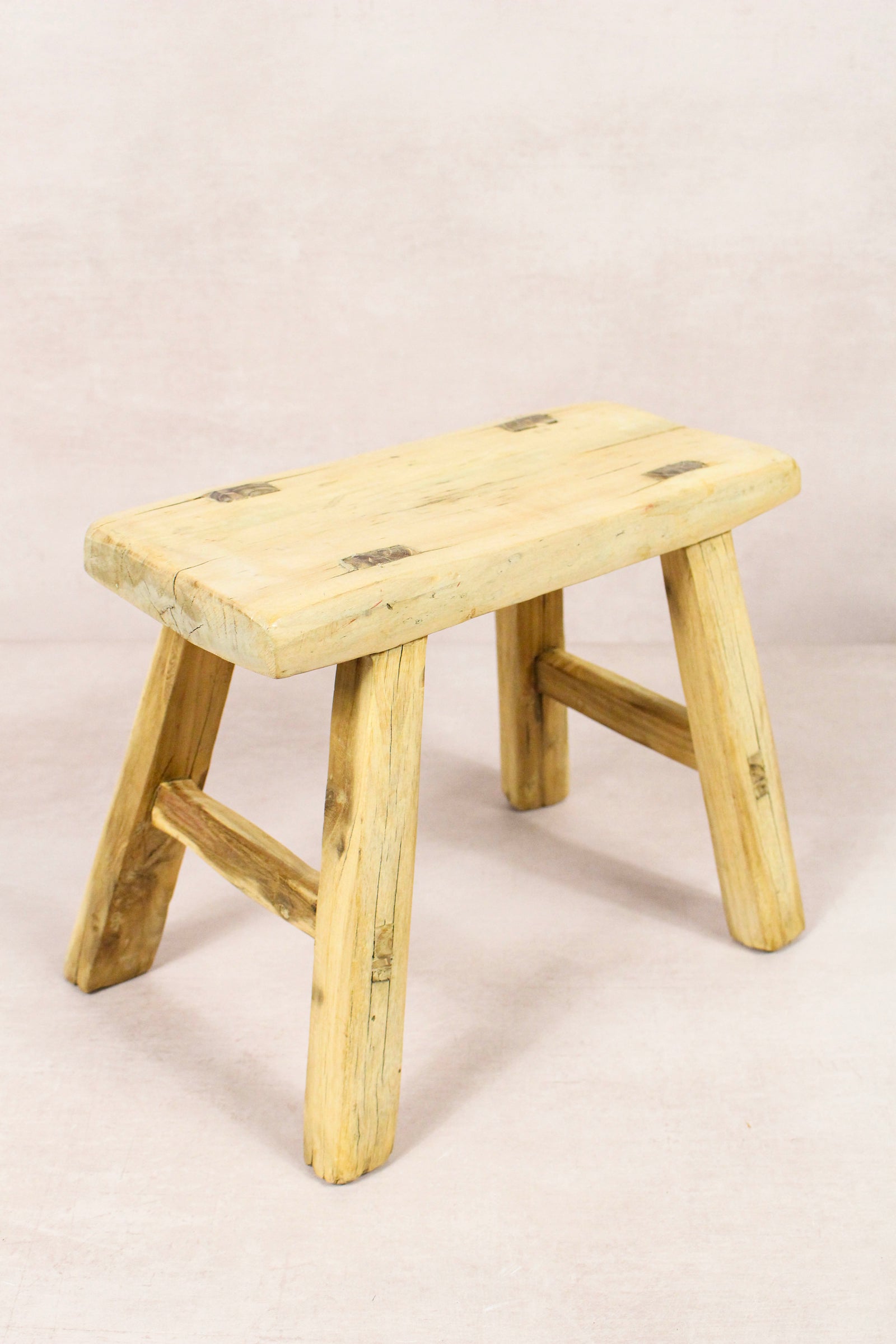 Small vintage rustic reclaimed elm wood stool 251 – Botanical Boys