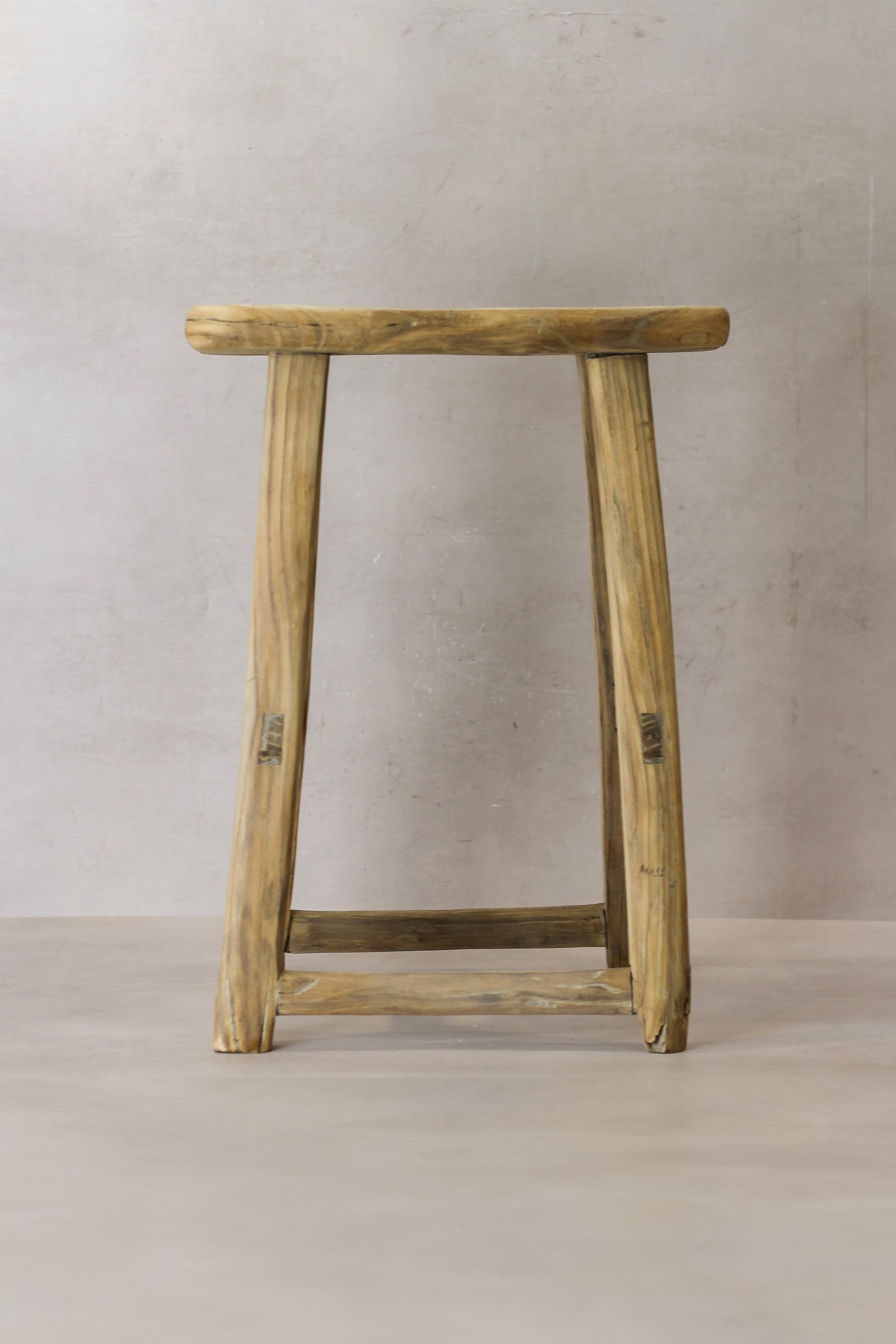 Vintage Rustic Elm Wood Stool - Medium - No 68