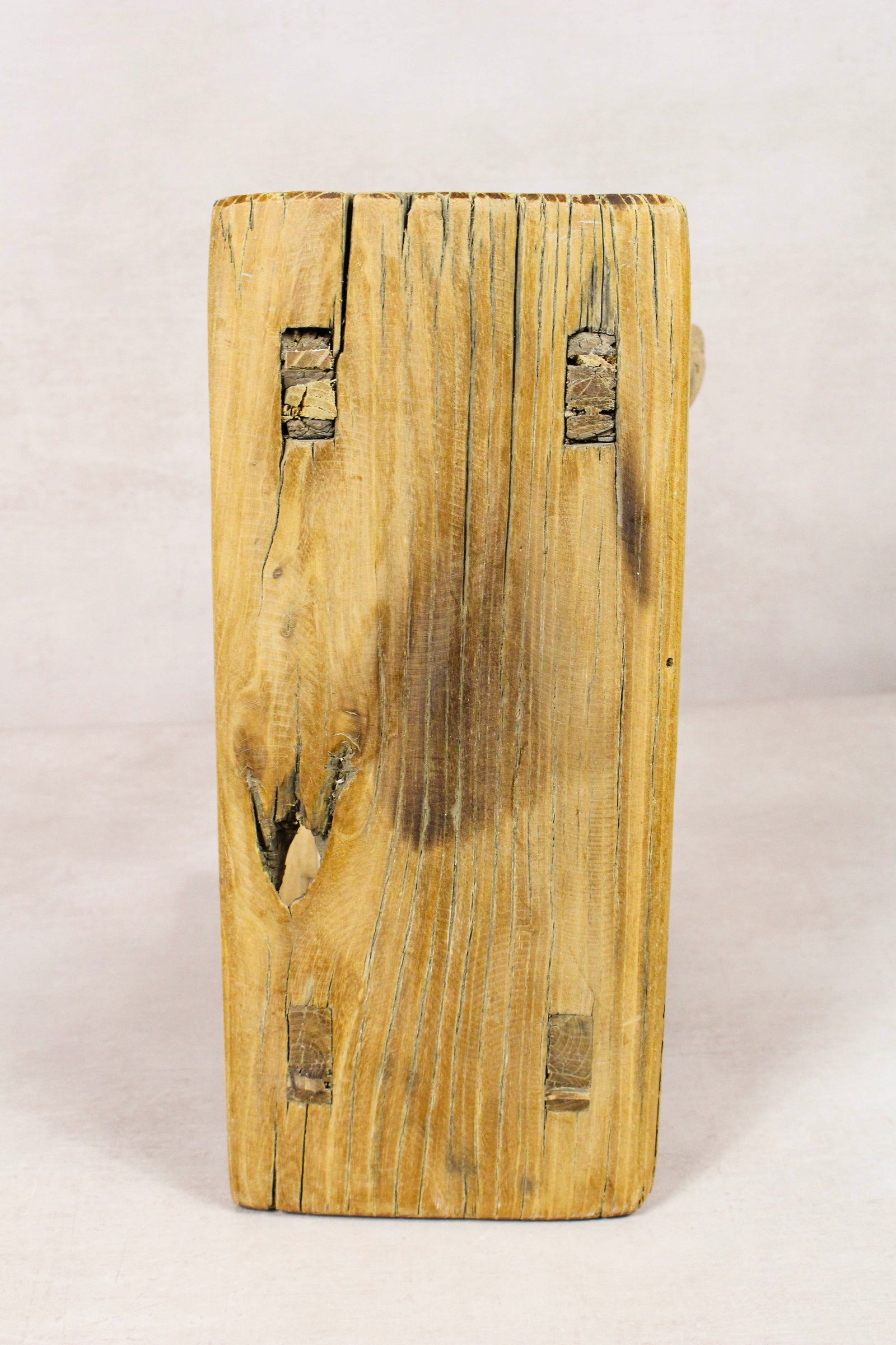Small vintage rustic reclaimed elm wood stool 255 – Botanical Boys