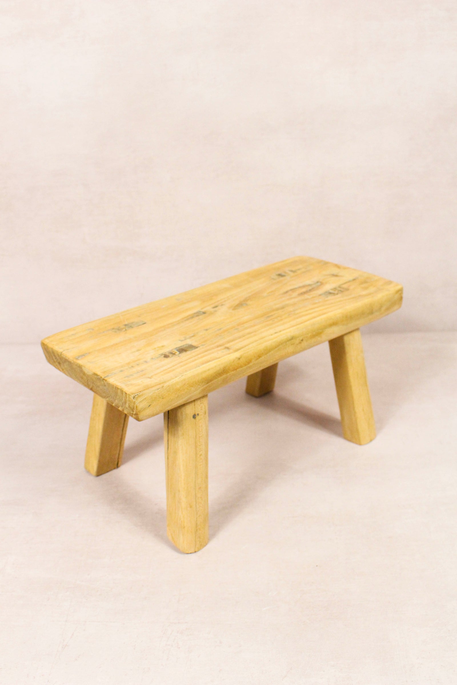 Small vintage rustic reclaimed elm wood stool 258 – Botanical Boys