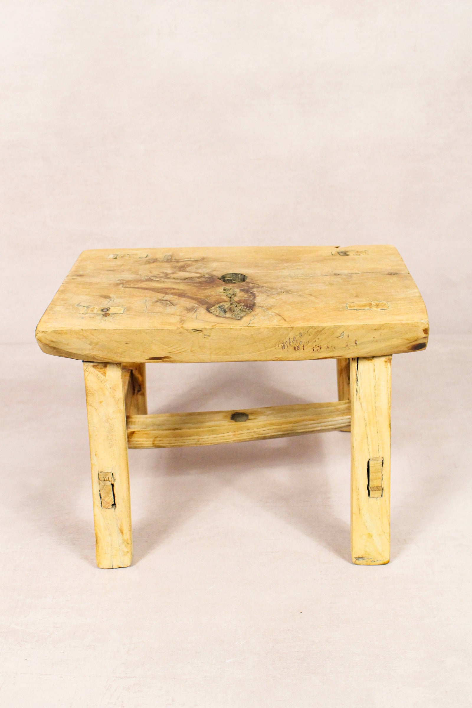 Small vintage rustic reclaimed elm wood stool 259 – Botanical Boys