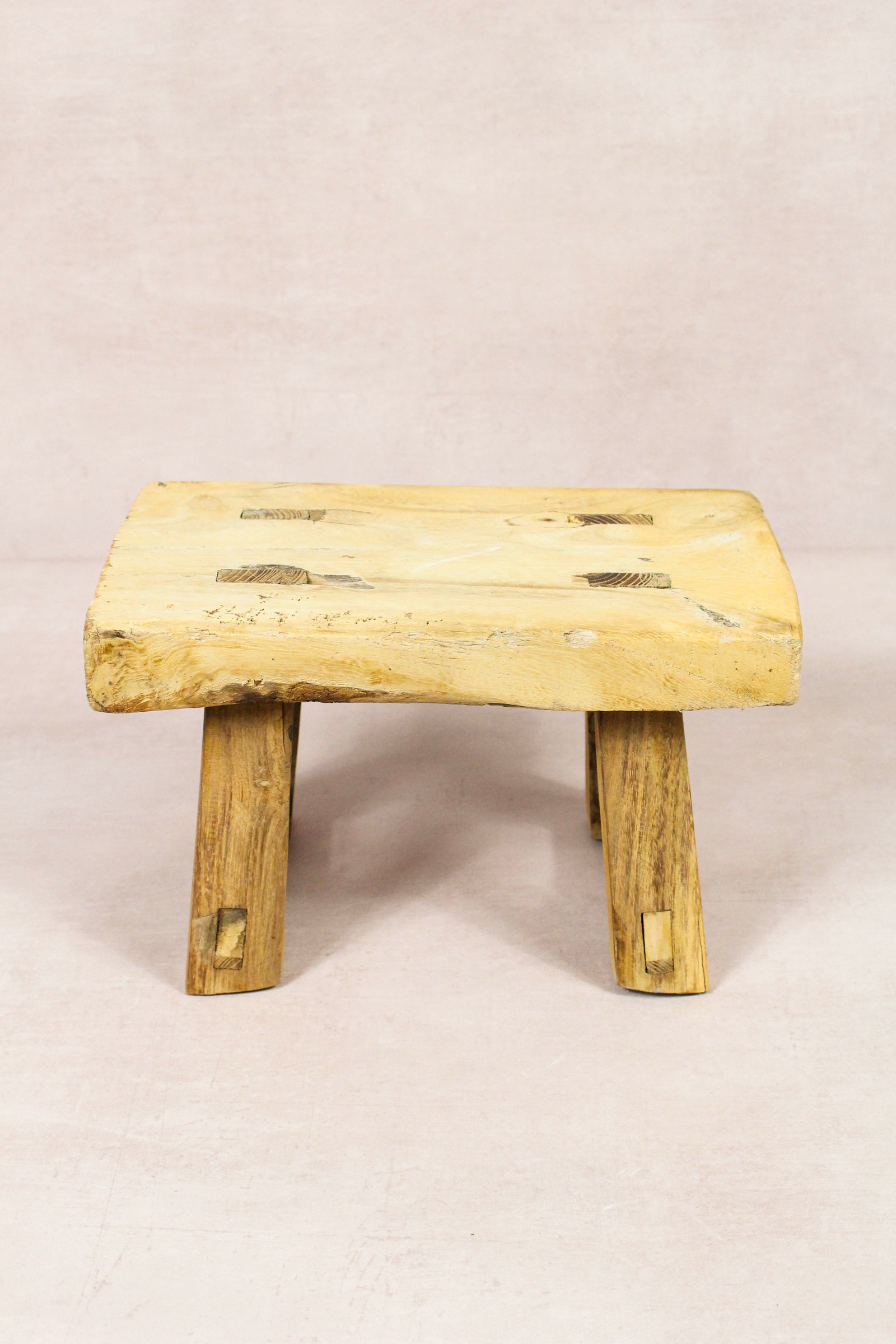 Small vintage rustic reclaimed elm wood stool 261 – Botanical Boys