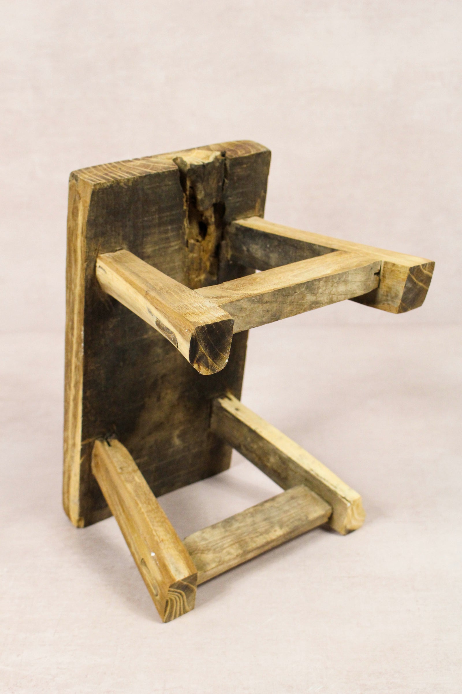 Small vintage rustic reclaimed elm wood stool 263 – Botanical Boys