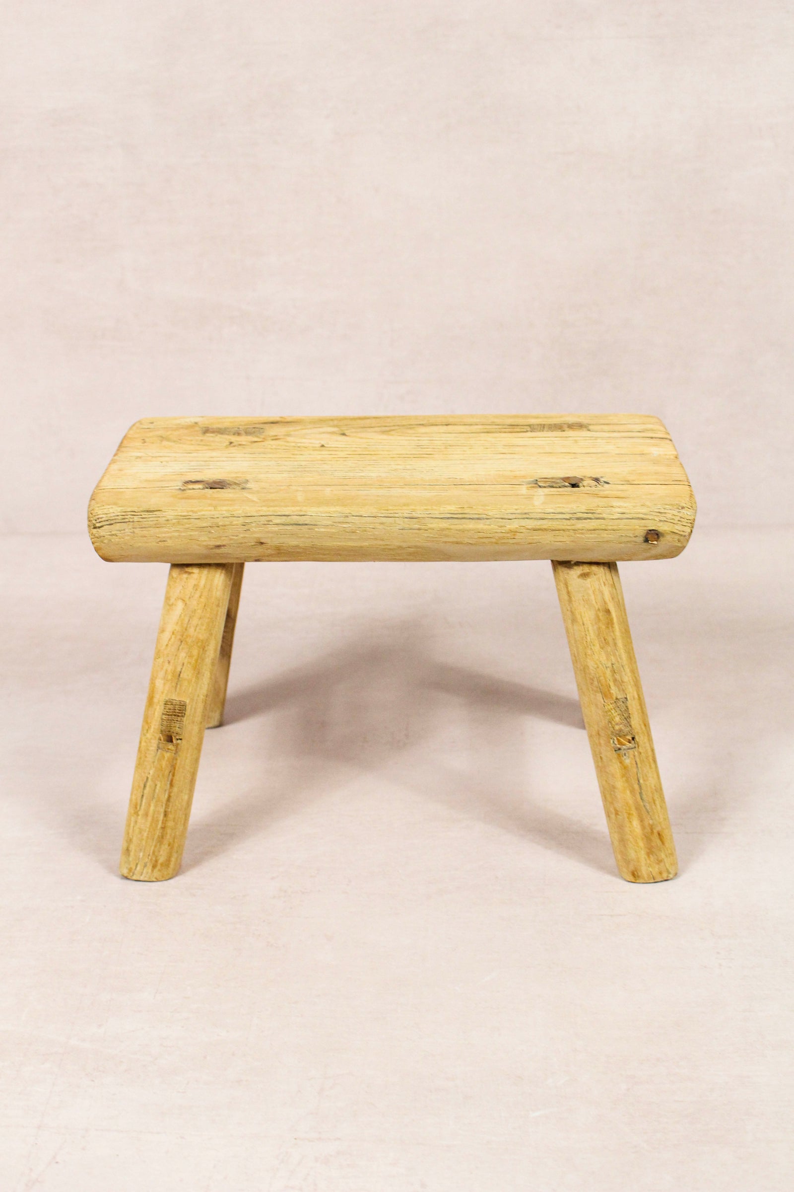 Small vintage rustic reclaimed elm wood stool 268 – Botanical Boys
