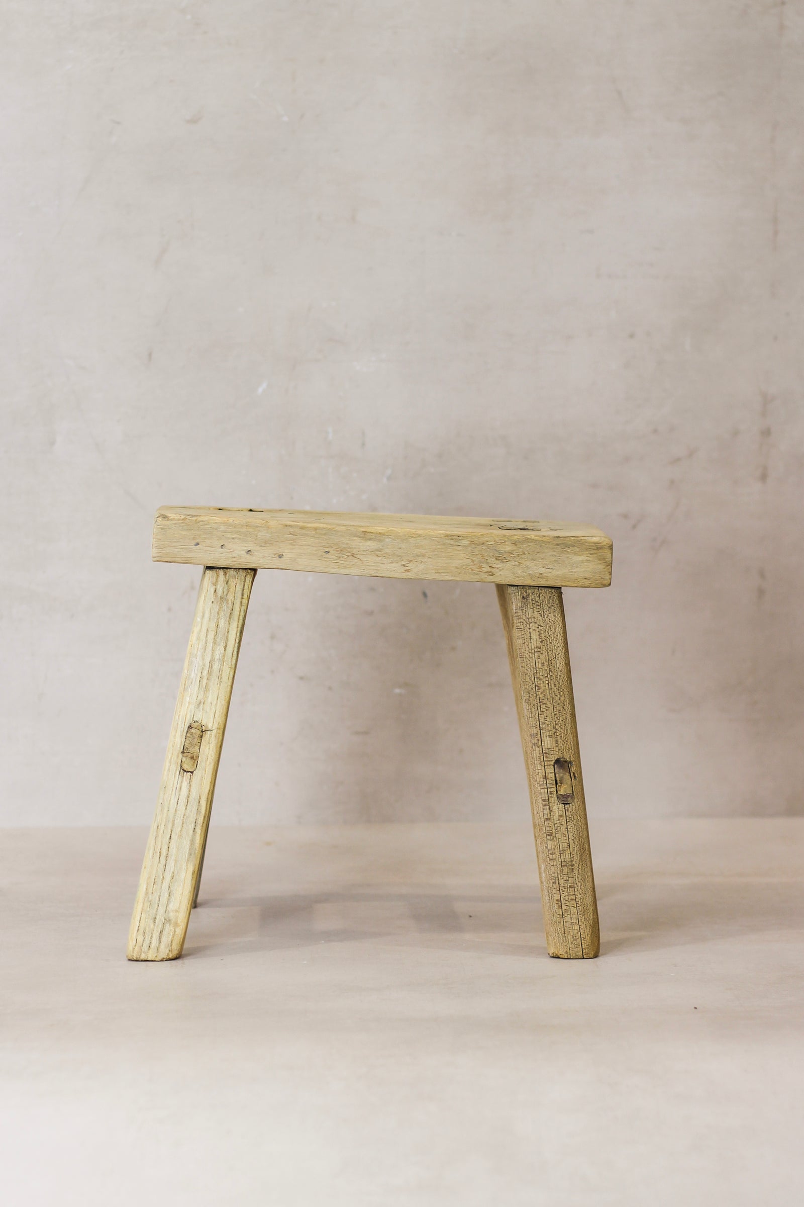 Vintage Rustic Elm Wood Stool - Small - No 23
