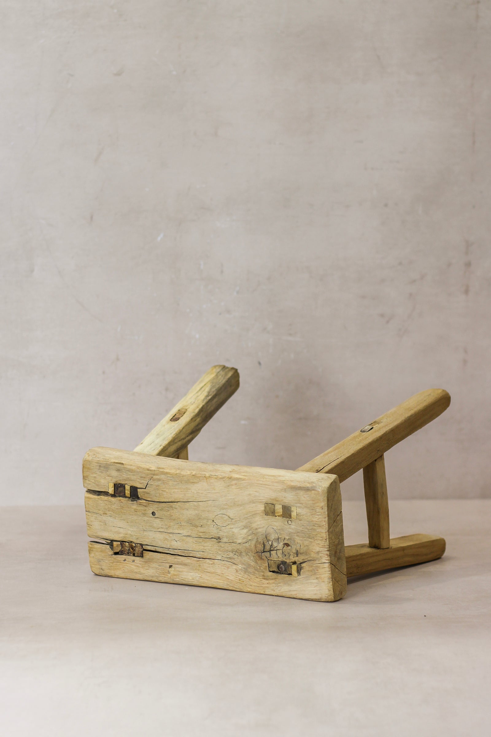 Vintage Rustic Elm Wood Stool - Small - No 23