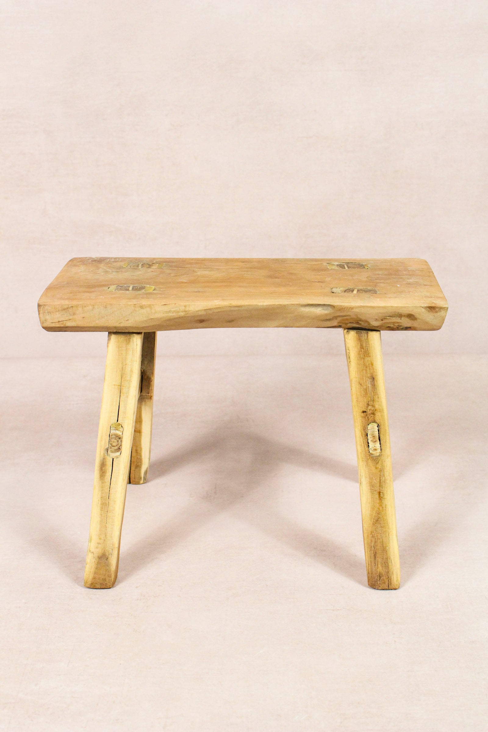 Small vintage rustic reclaimed elm wood stool 271 – Botanical Boys