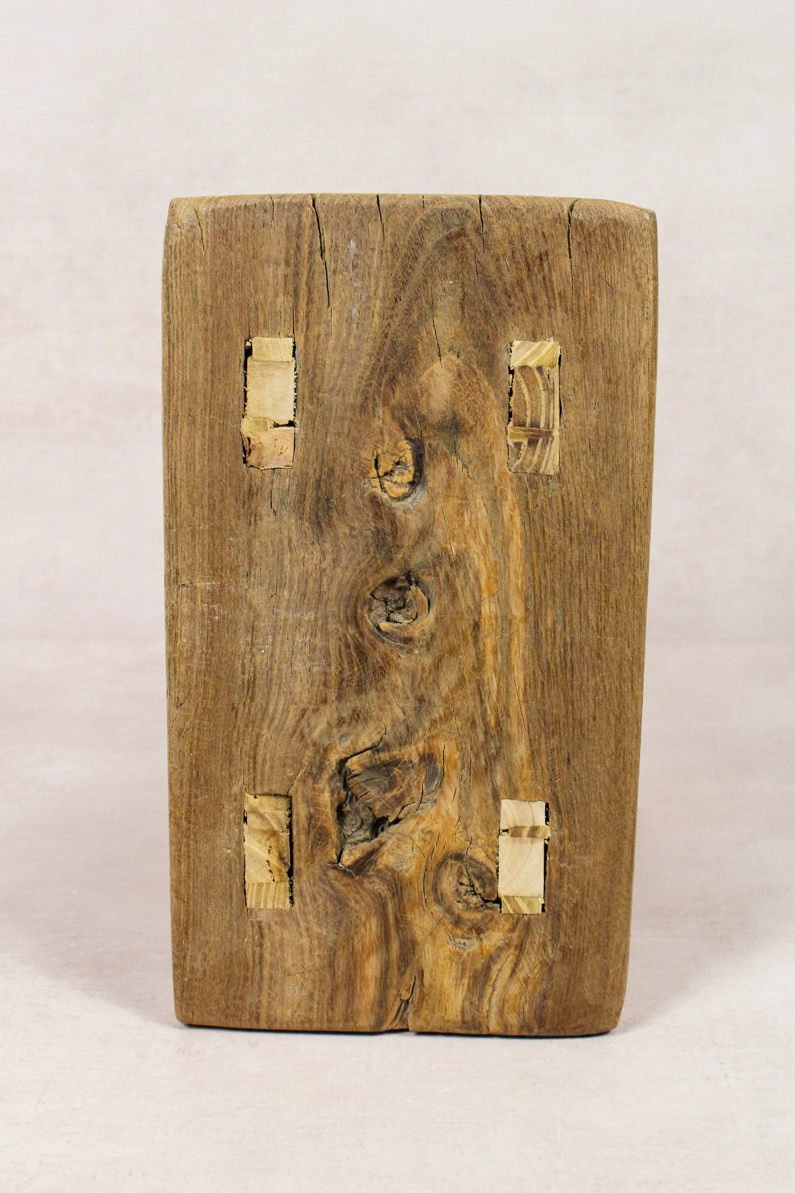 Small vintage rustic reclaimed elm wood stool 272 – Botanical Boys