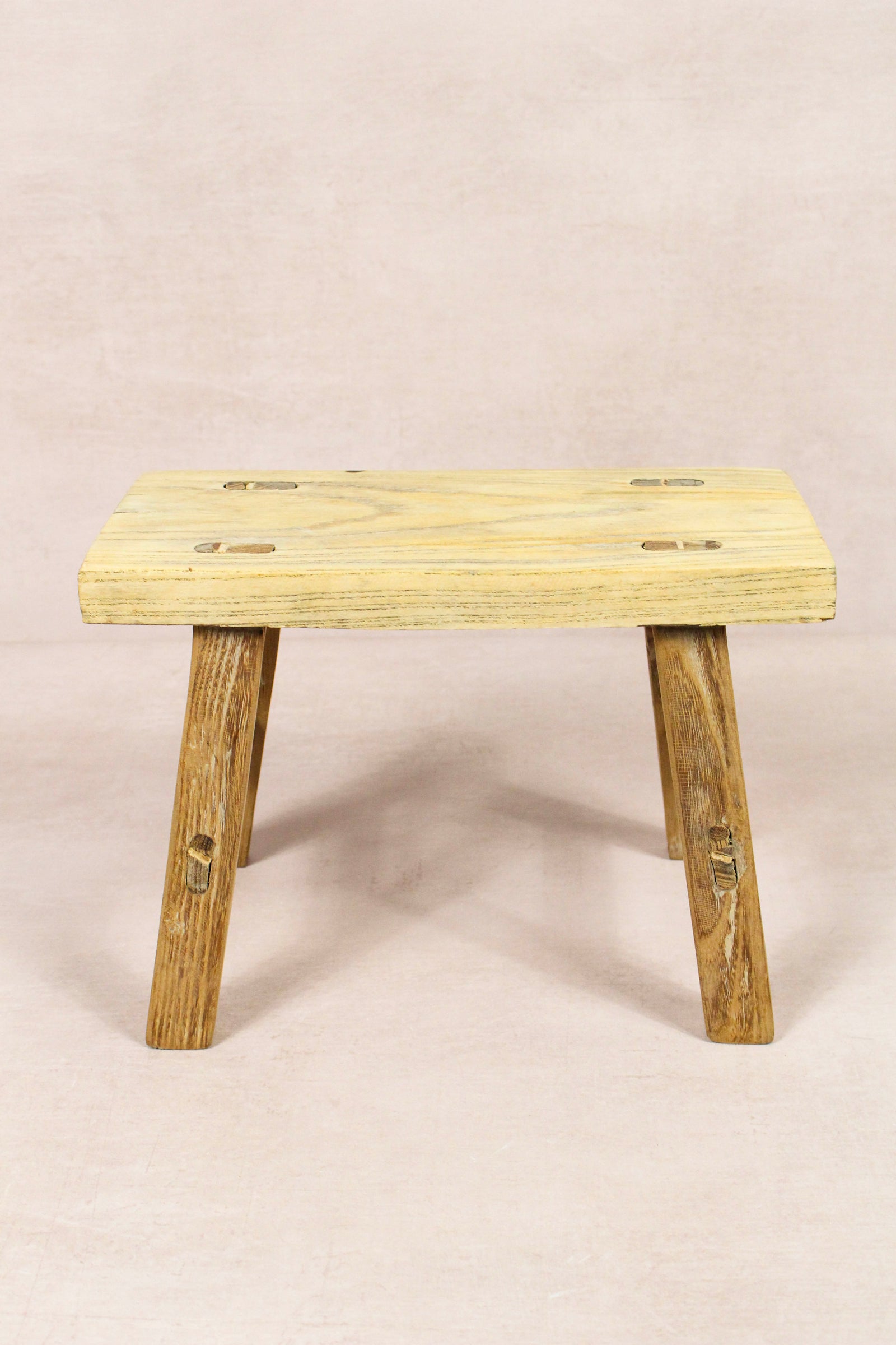 Small vintage rustic reclaimed elm wood stool 278 – Botanical Boys