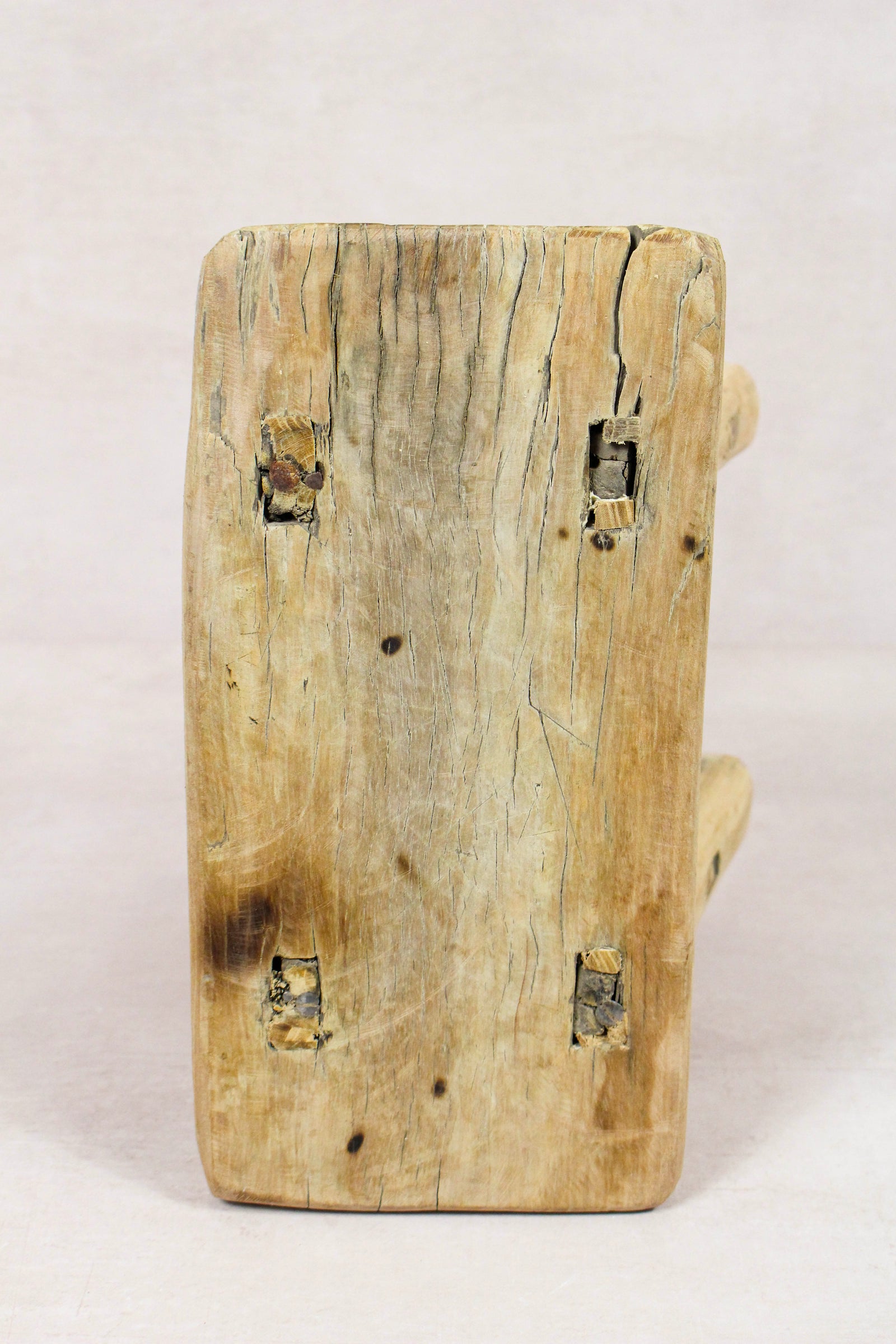 Small vintage rustic reclaimed elm wood stool 279 – Botanical Boys