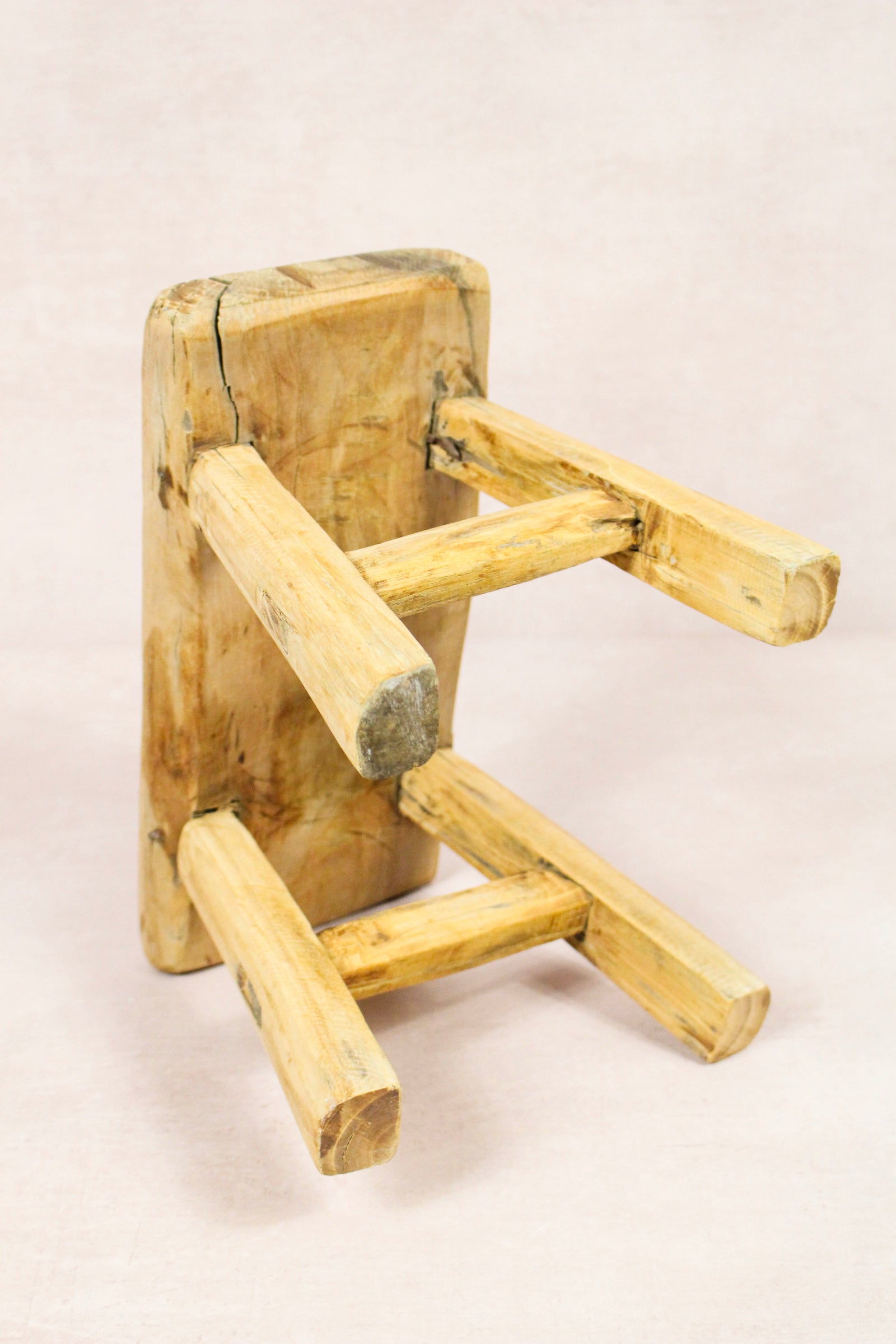 Small vintage rustic reclaimed elm wood stool 279 – Botanical Boys