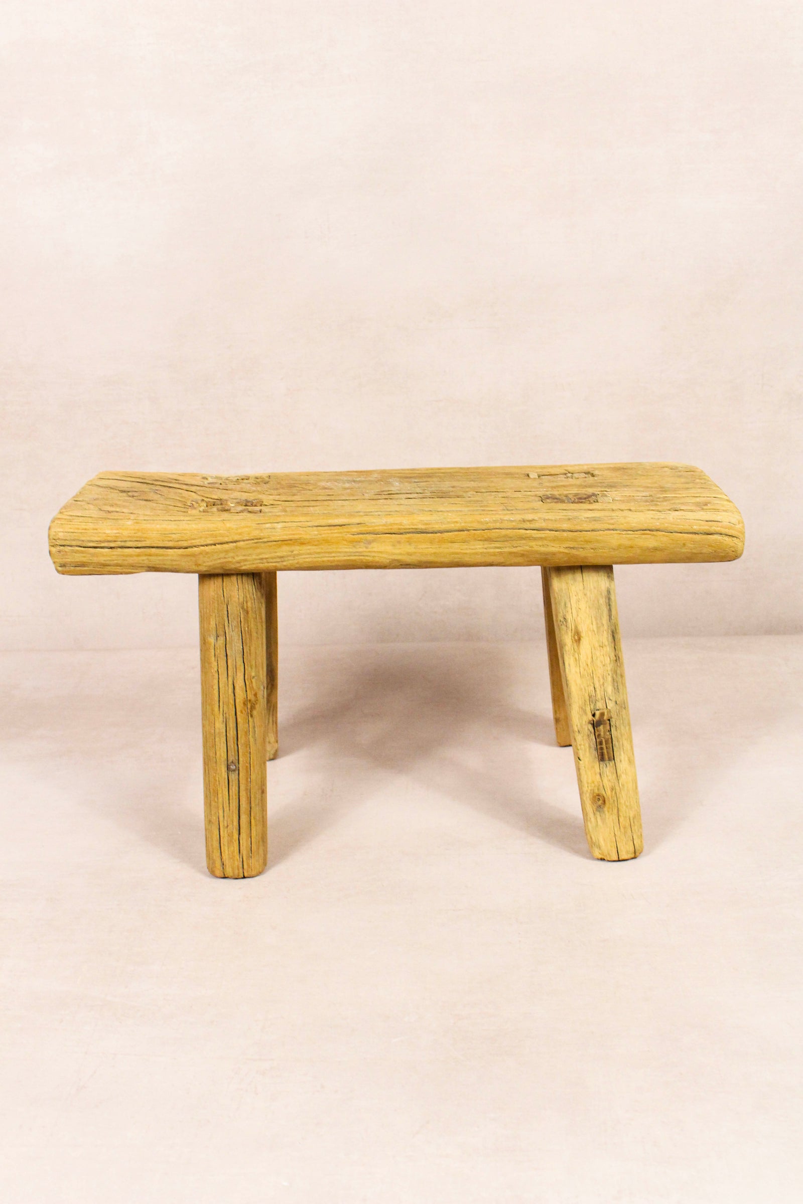 Small vintage rustic reclaimed elm wood stool 282 – Botanical Boys