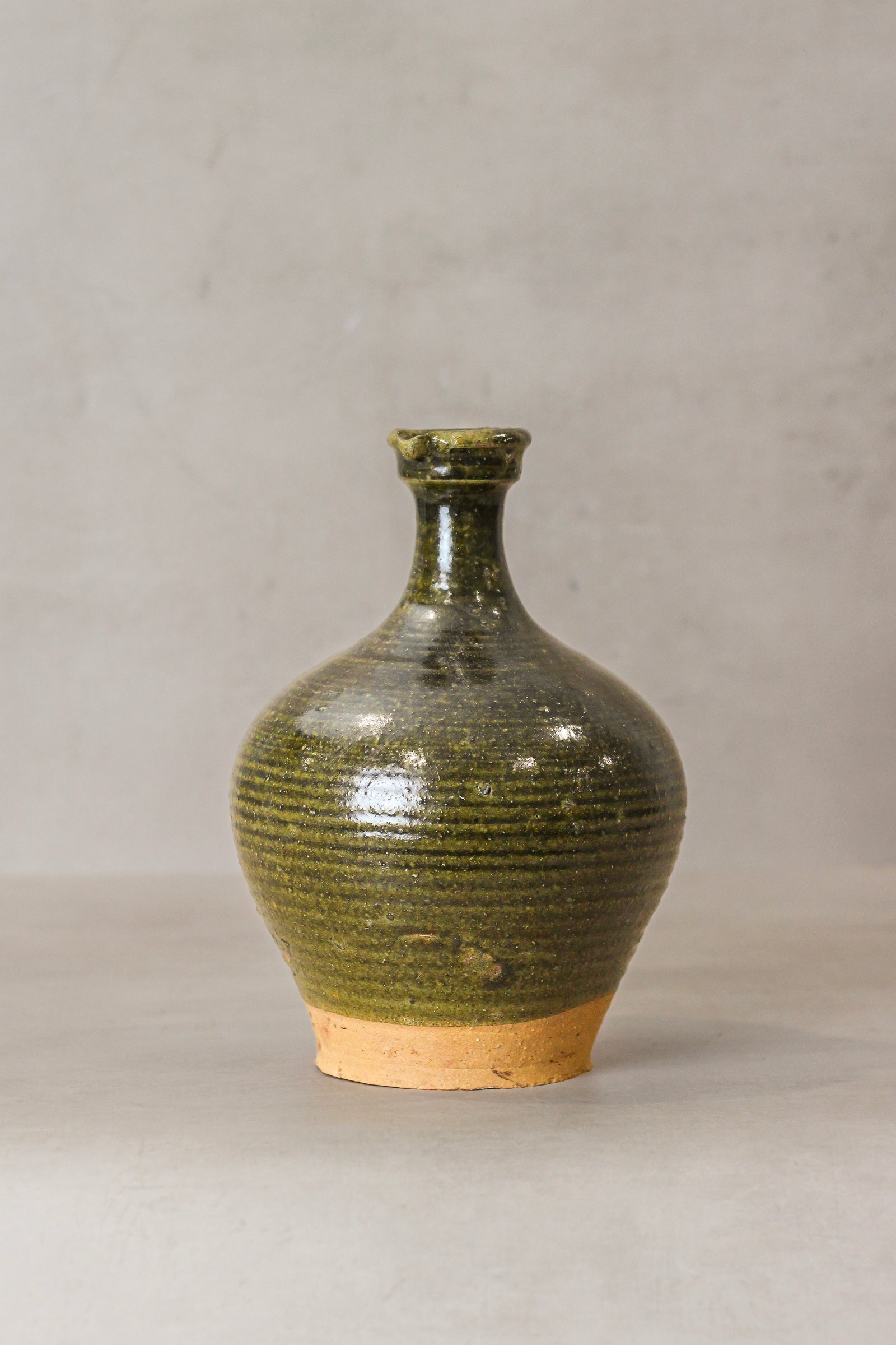 Antique 1920s Asian glazed rice-wine bottle vase, 28cm high
