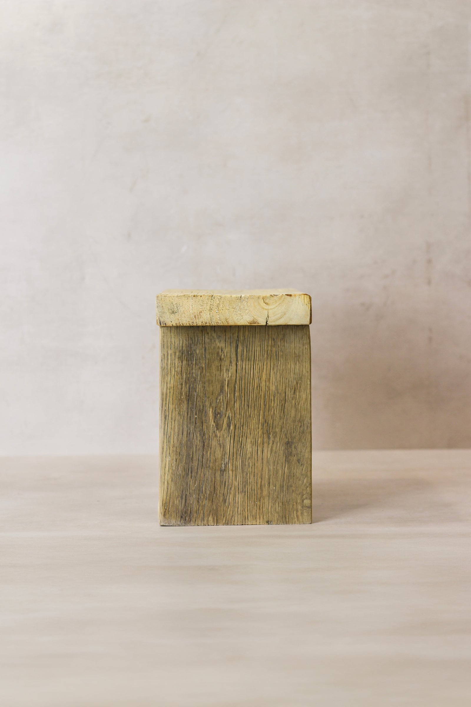Vintage Rustic Square Elm Wood Stool - Small - No 5