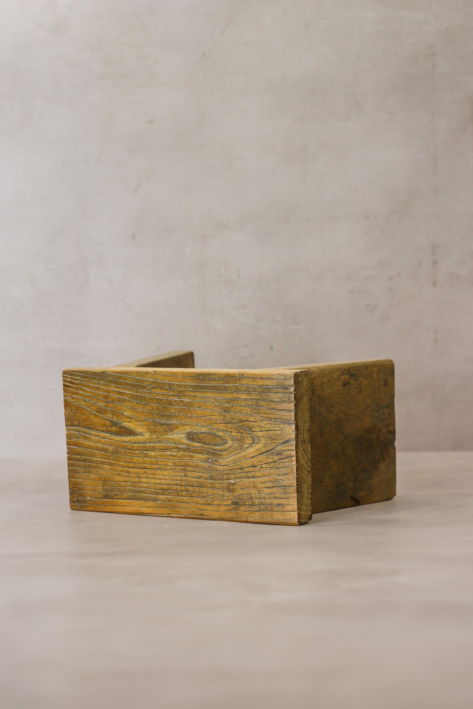 Vintage Rustic Square Elm Wood Stool - Small - No 6