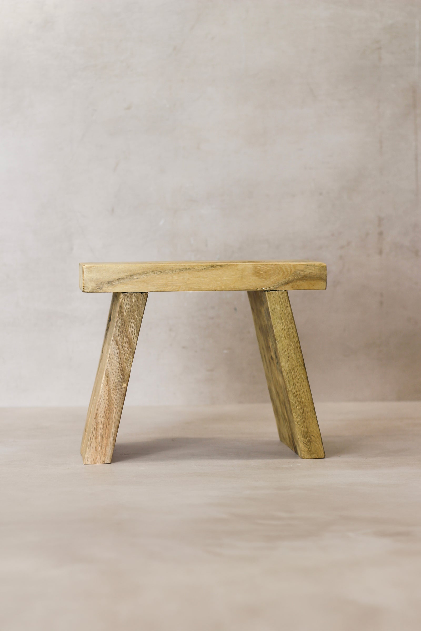 Vintage Rustic Square Elm Wood Stool - Small - No 7