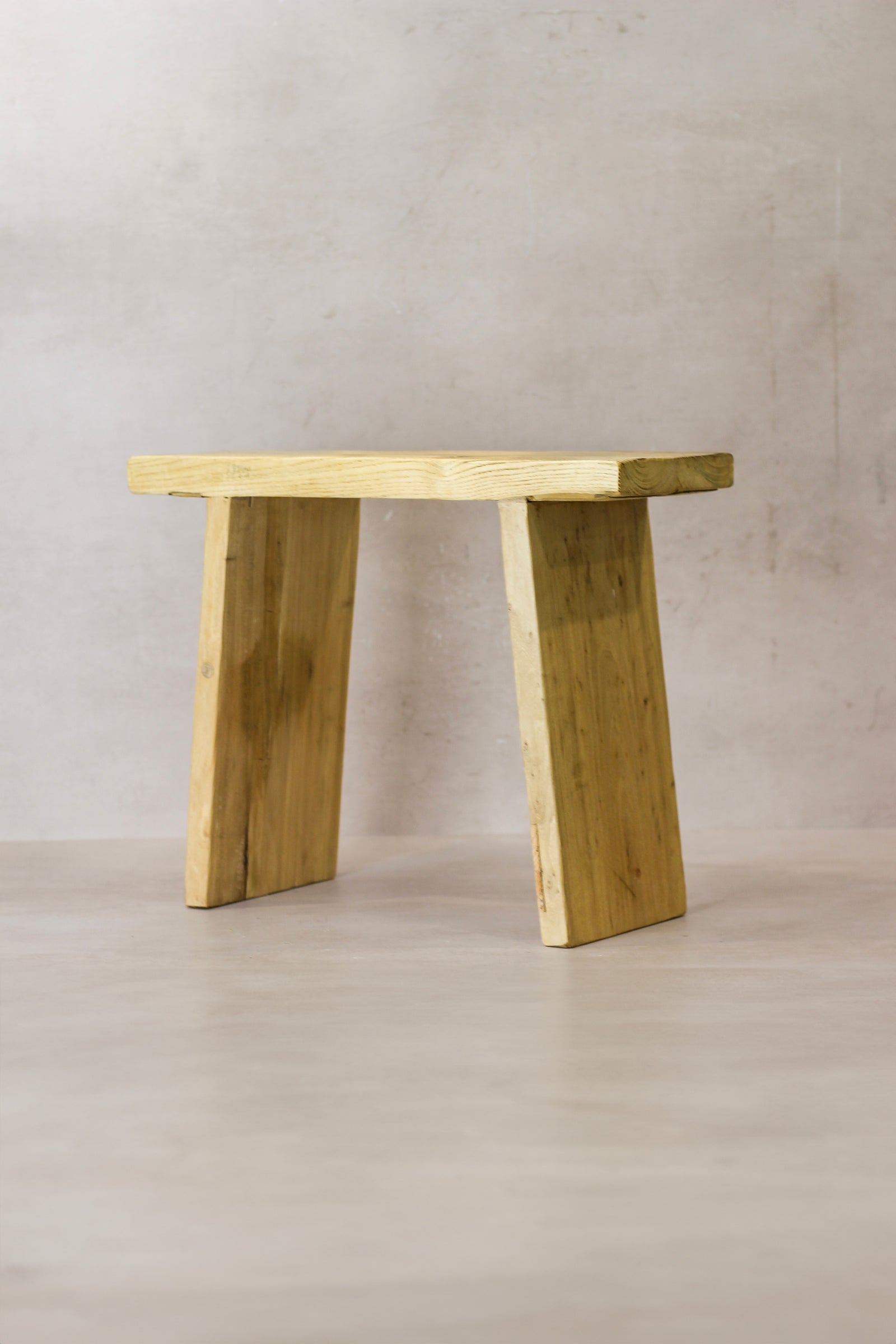 Vintage Rustic Square Elm Wood Stool - No 7